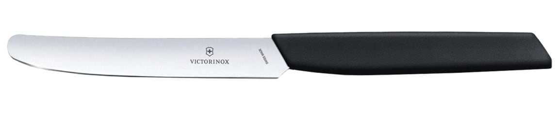 Victorinox Swiss Modern Black 11 cm Kitchen Knife - smooth blade with rounded tip