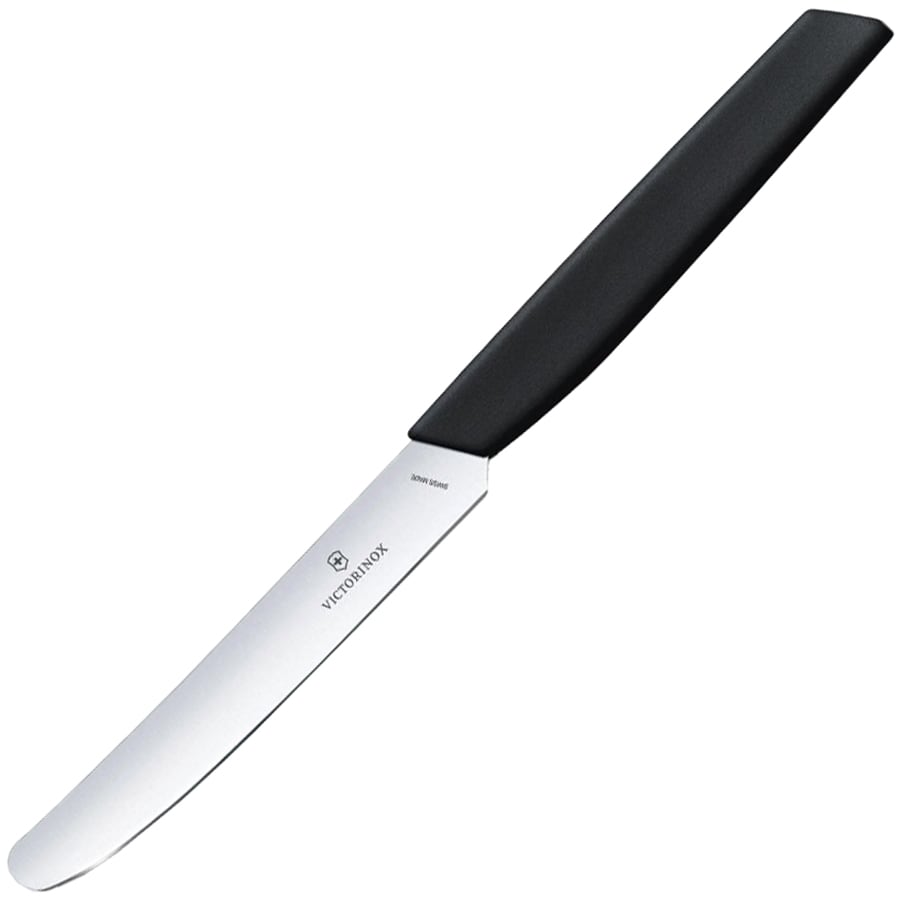 Victorinox Swiss Modern Black 11 cm Kitchen Knife - smooth blade with rounded tip