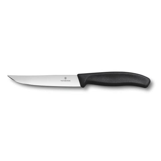 Victorinox Swiss Classic Gourmet Black Kitchen Knife 12 cm - smooth blade with sharp tip