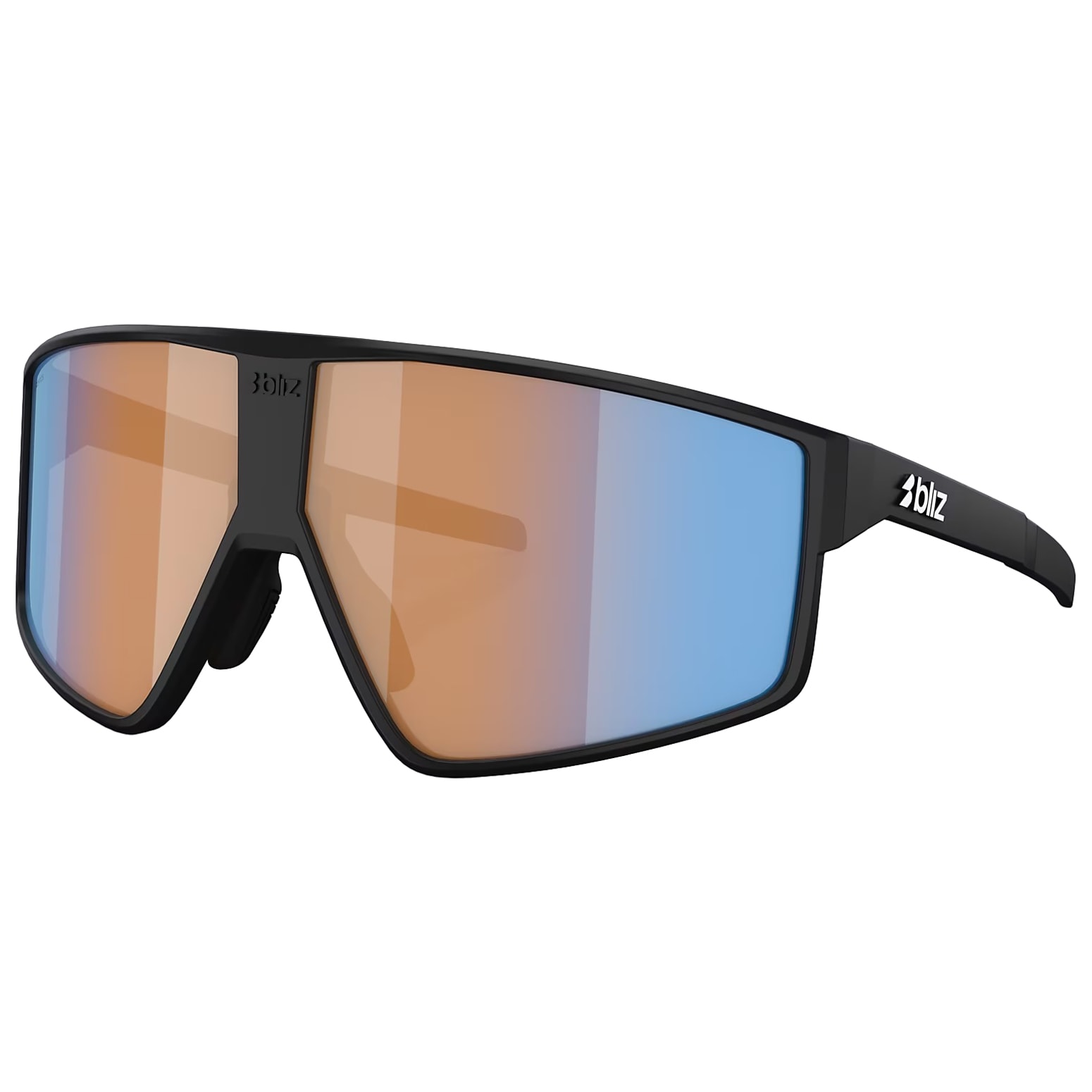 Bliz P002 Sunglasses - Matte Black/Coral/Orange Mirror Blue