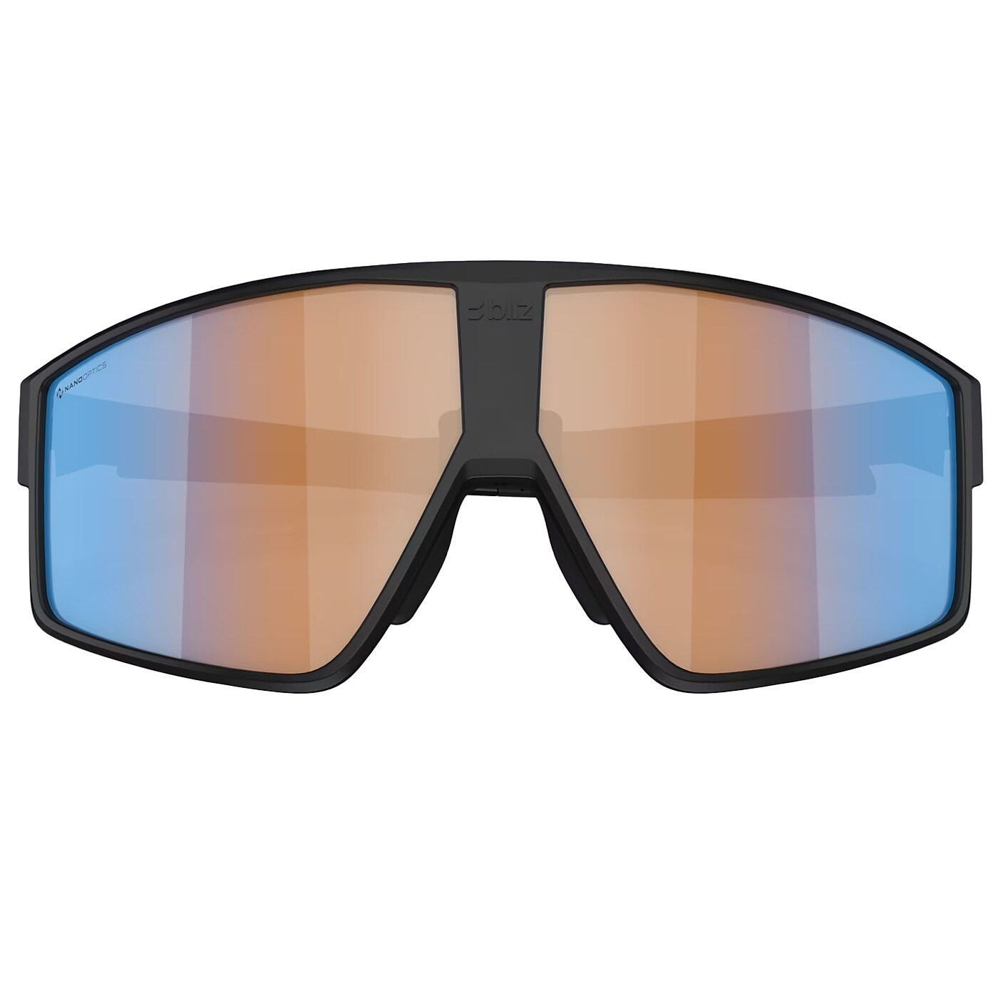 Bliz P002 Sunglasses - Matte Black/Coral/Orange Mirror Blue