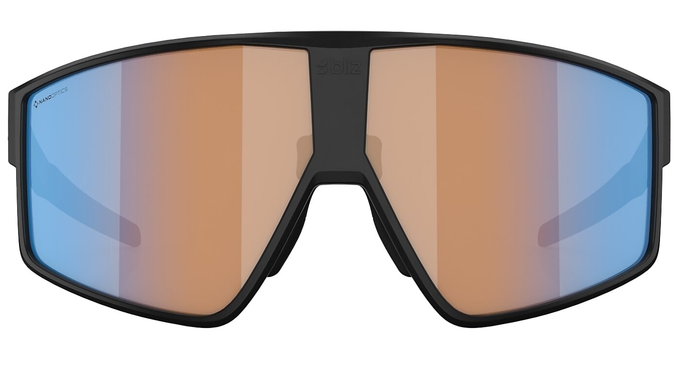 Bliz P002 Sunglasses - Matte Black/Coral/Orange Mirror Blue