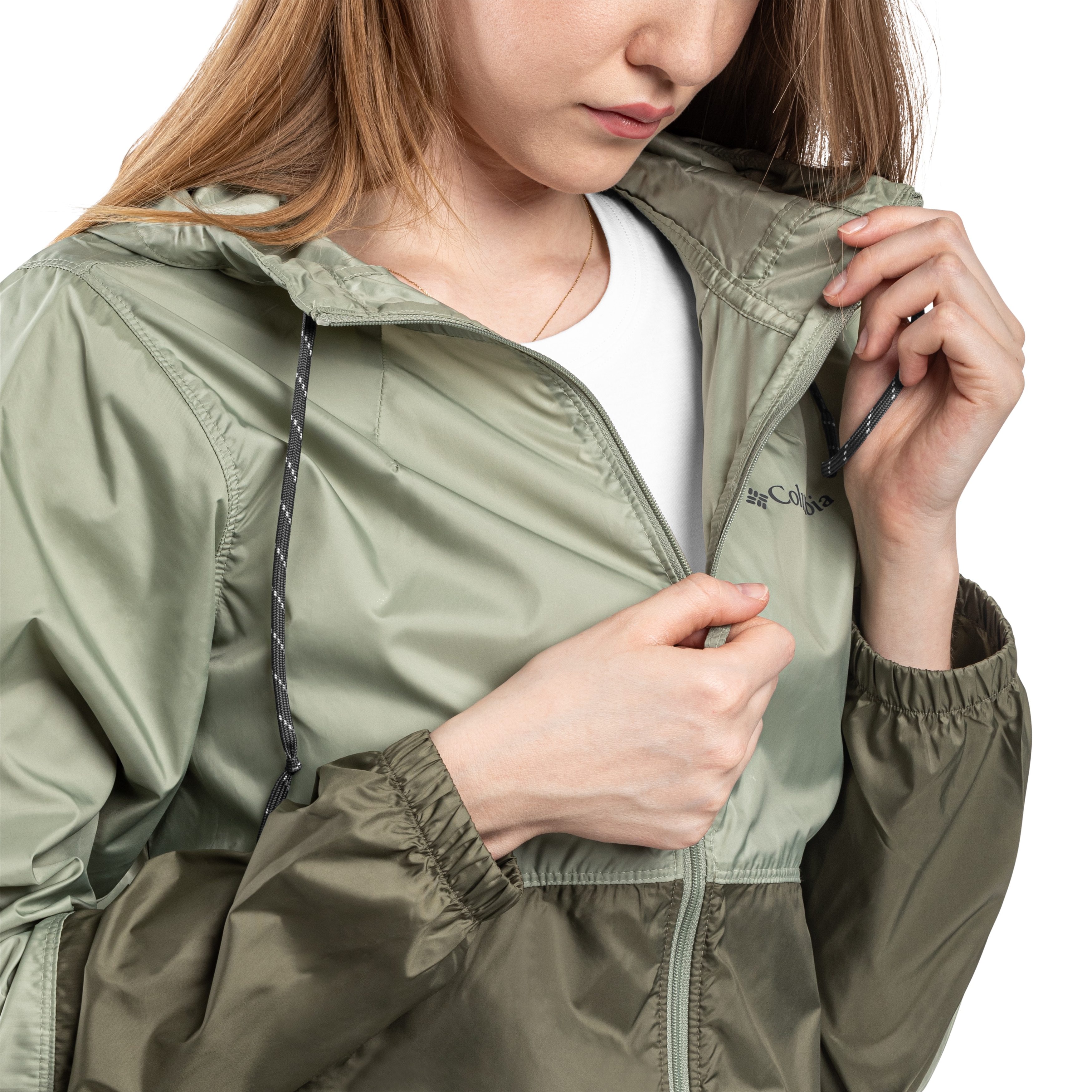 Columbia Flash Forward II Hooded Windbreaker Women's Jacket - Safari/Stone Green