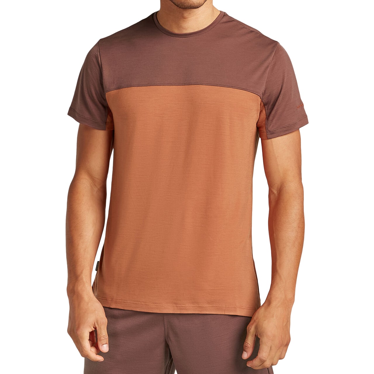 Icebreaker Merino Blend 125 Cool-Lite Sphere III Short Sleeve Colour Block T-shirt - Dusty Clay/Carob