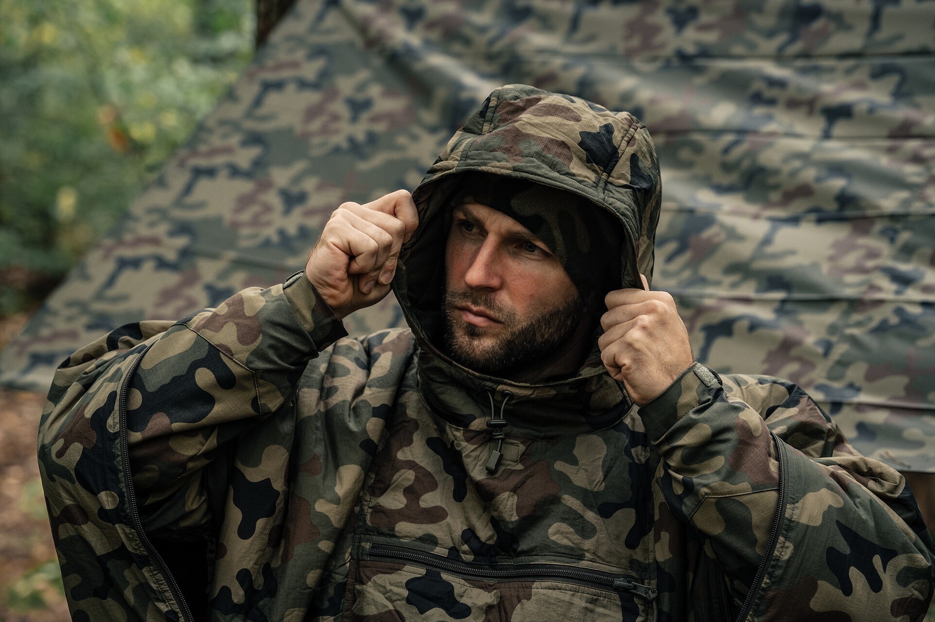 Helikon-Tex Swagman Roll Climashield Apex Poncho with sleeping bag function - wz.93 Pantera PL Woodland