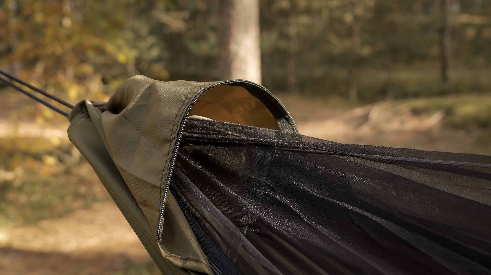 TigerWood Dragonfly V1 Long Pocket Hammock Khaki - with mosquito net