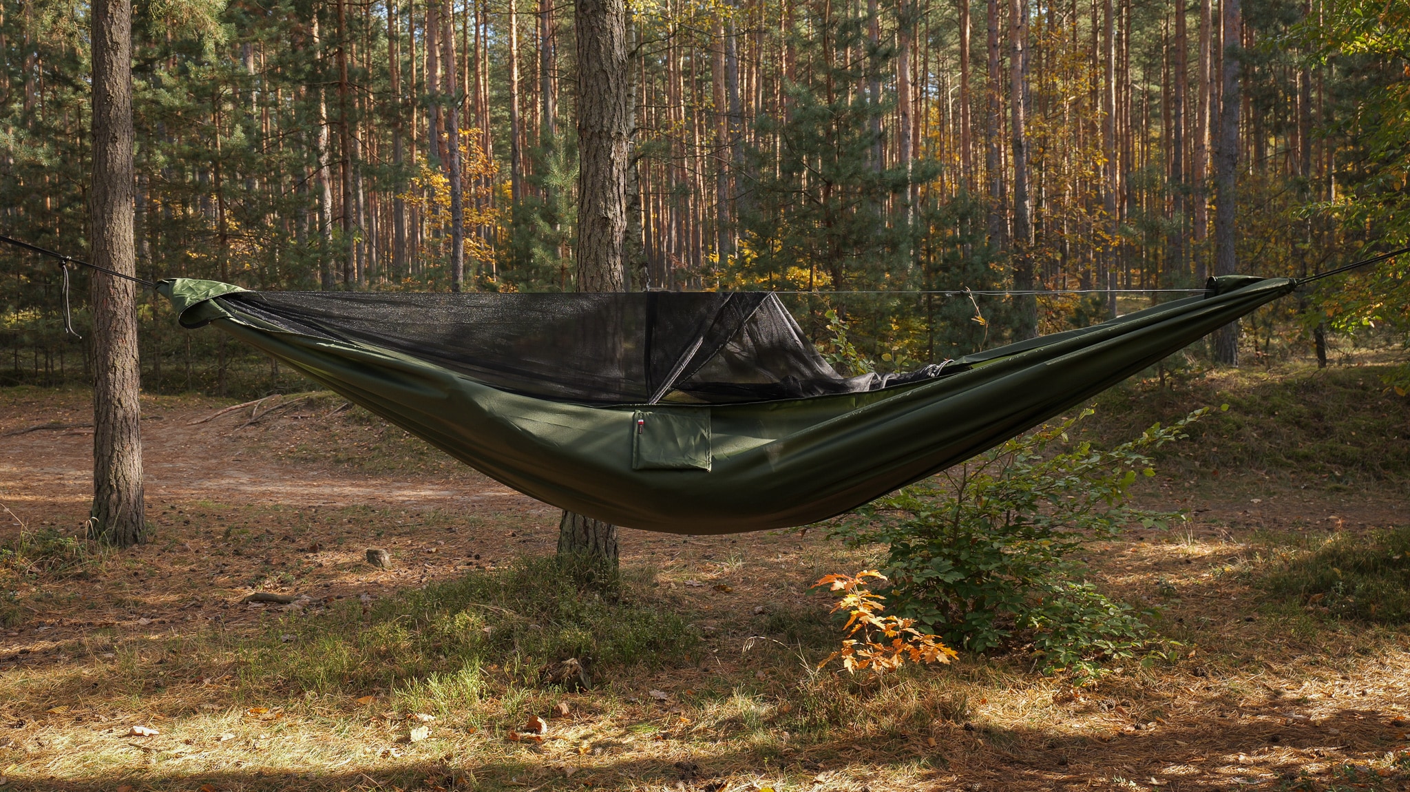 TigerWood Dragonfly V1 Long Pocket Green Hammock - with mosquito net