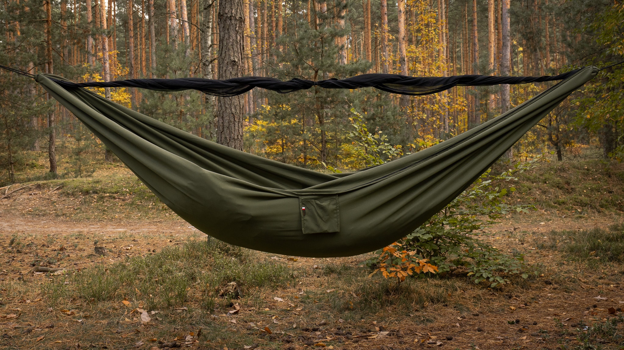 TigerWood Dragonfly V1 Long Double Zip Khaki Hammock - with mosquito net