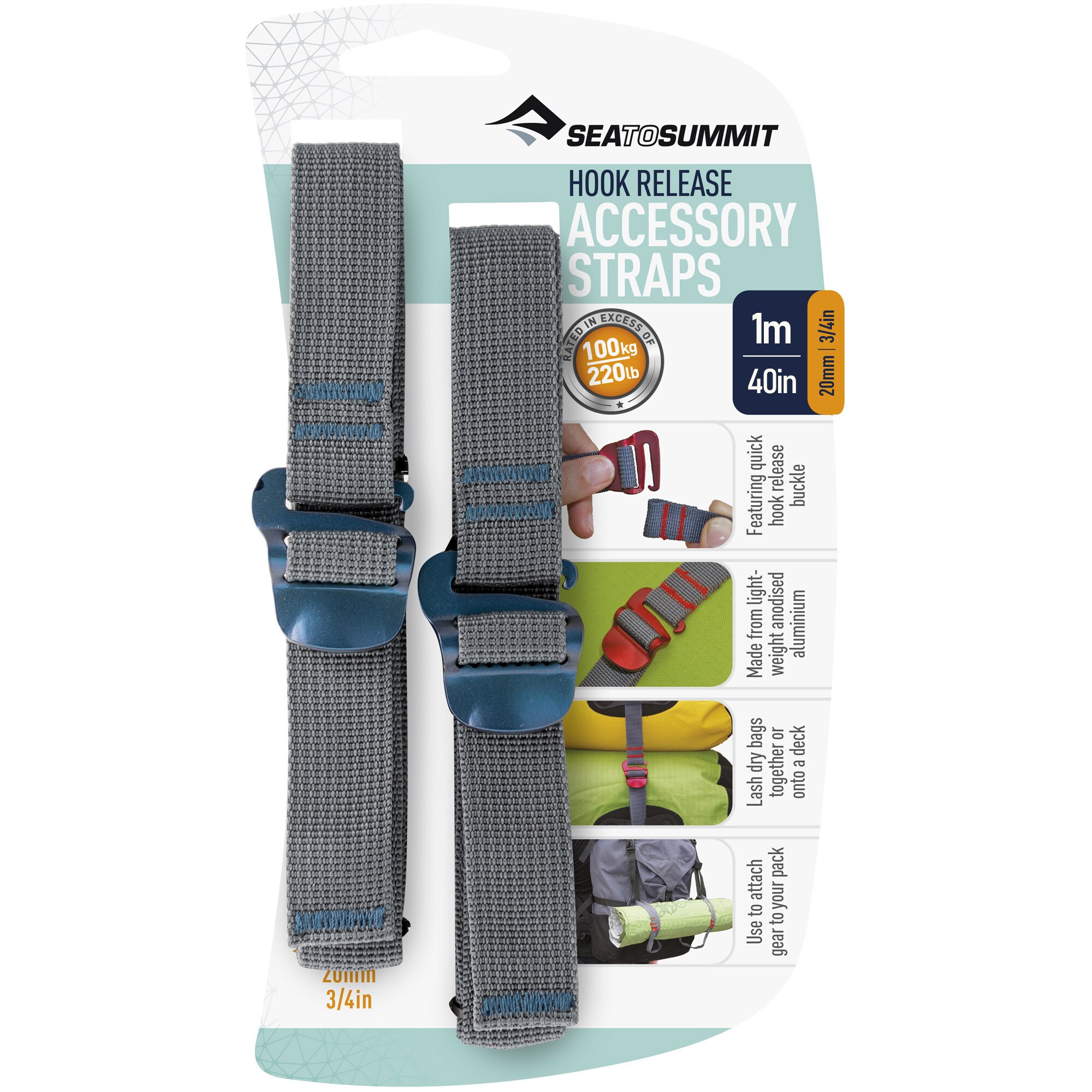 Sea To Summit Tie-down Straps with Hooks 1 m x 20 mm