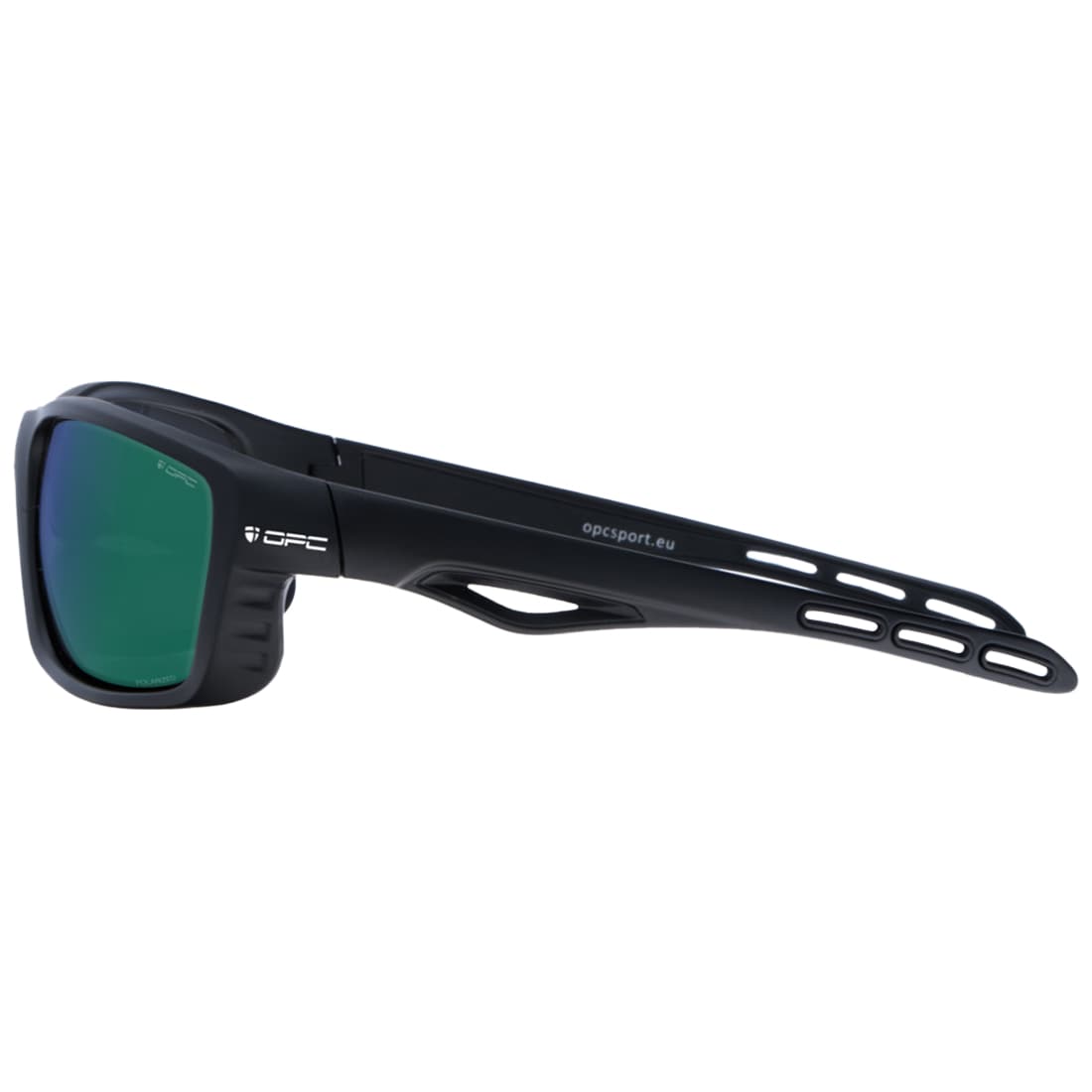 OPC Sport Everest Polarised Sunglasses Matt Black/Green Revo