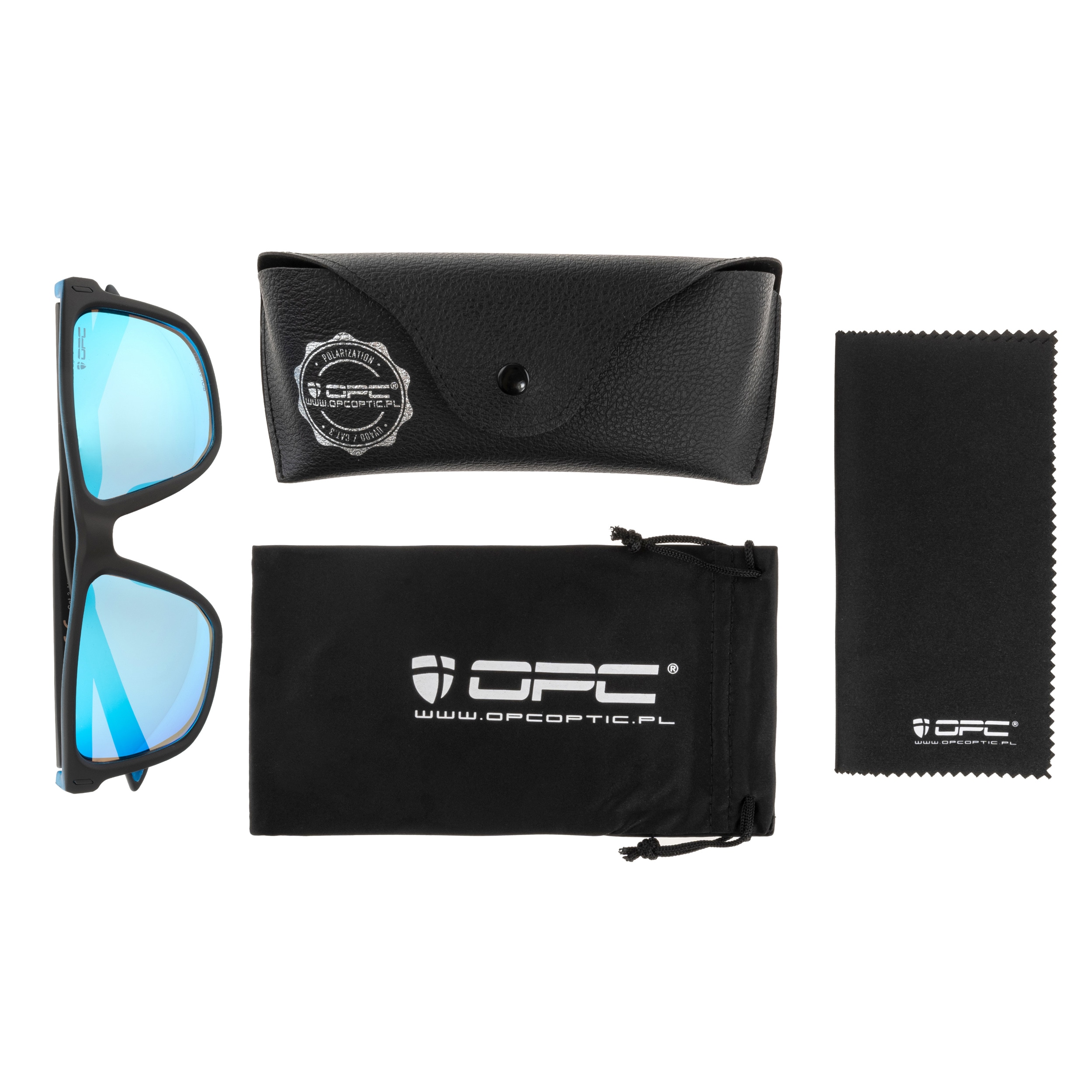 OPC Lifestyle Miami Polarized Sunglasses Matt Black/Blue Revo