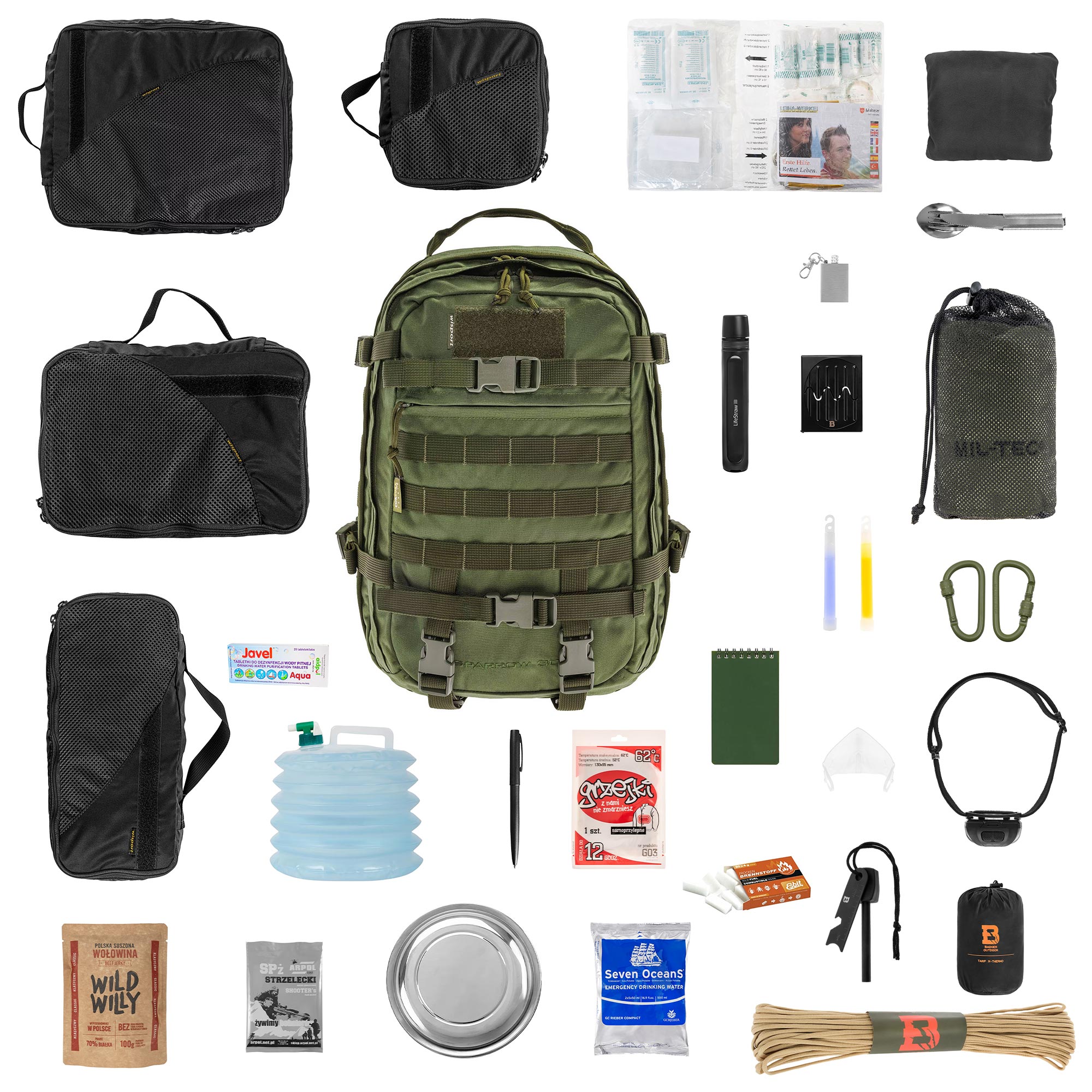 Wisport Sparrow II 30 l Basic V2 Bug Out Bag - with equipment
