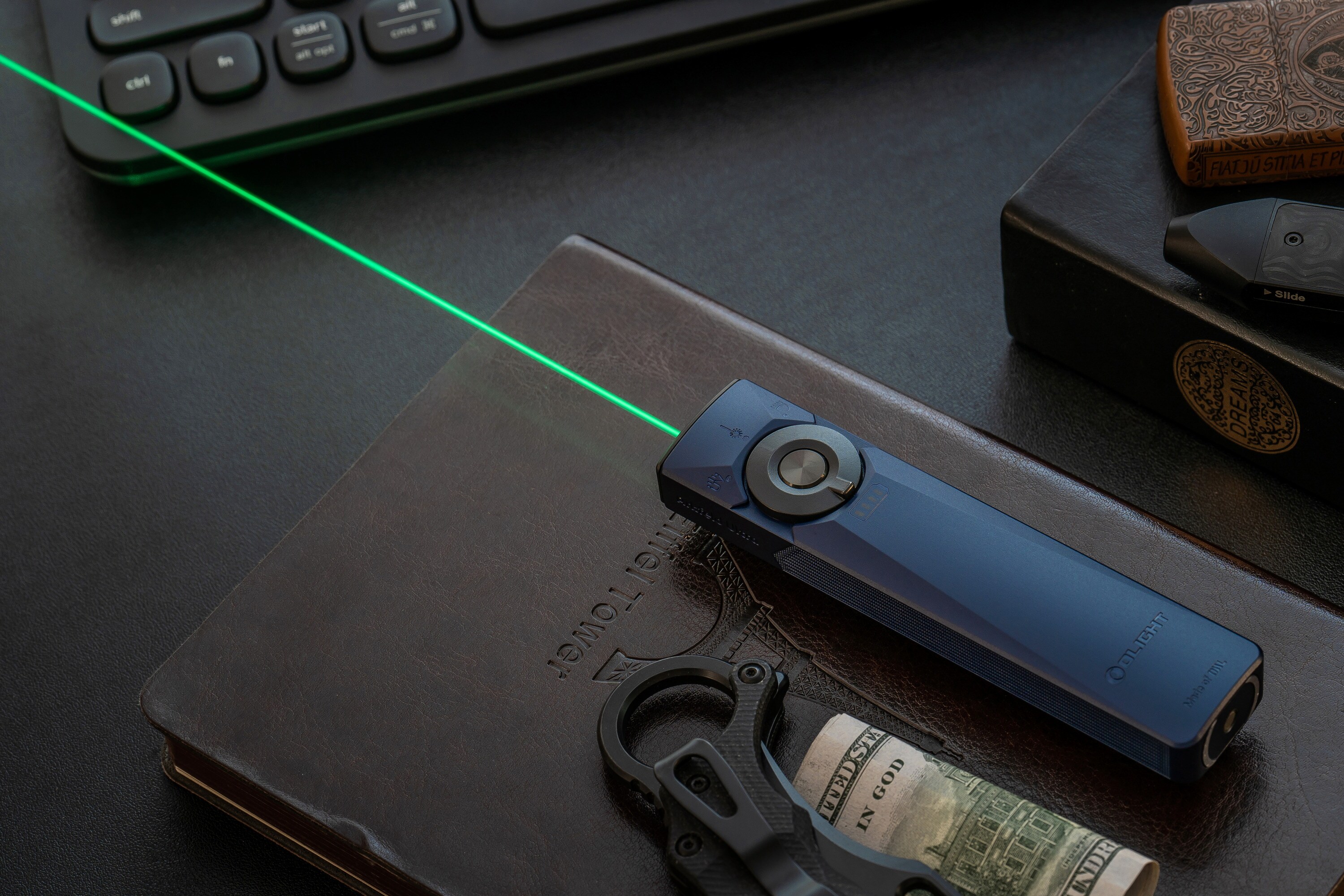 Olight Arkfeld Ultra UV Cool White Navy Blue Torch with Laser Pointer - 1400 lumens