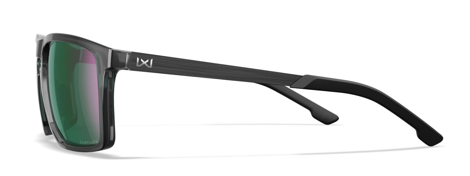 Wiley X Axe Tactical Glasses - Captivate Polarized Green Mirror/Gloss Crystal Grey