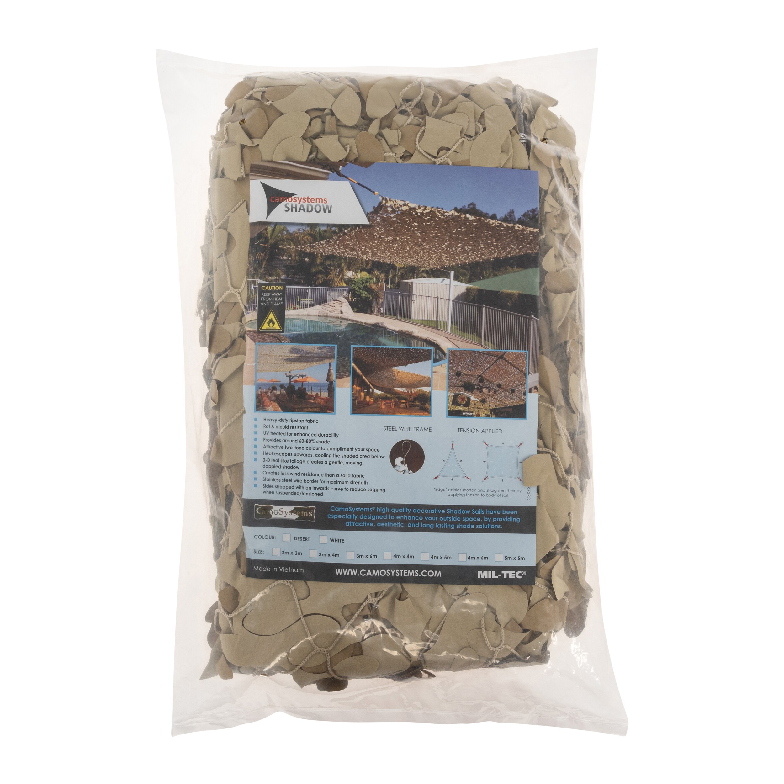 Mil-Tec CamoSystems Shadow Sail Net Broadleaf 4 x 4 m - Desert