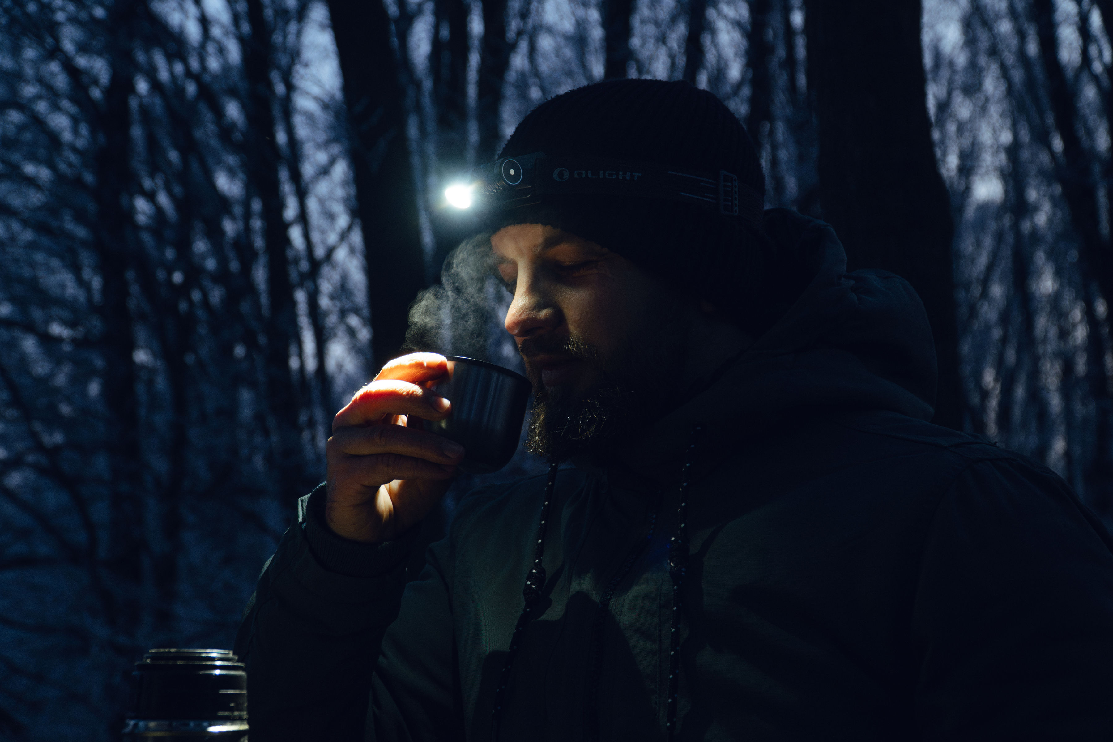 Olight Perun 3 Mini Cool White Black Head Torch and Angled Torch with Headband - 1250 lumens