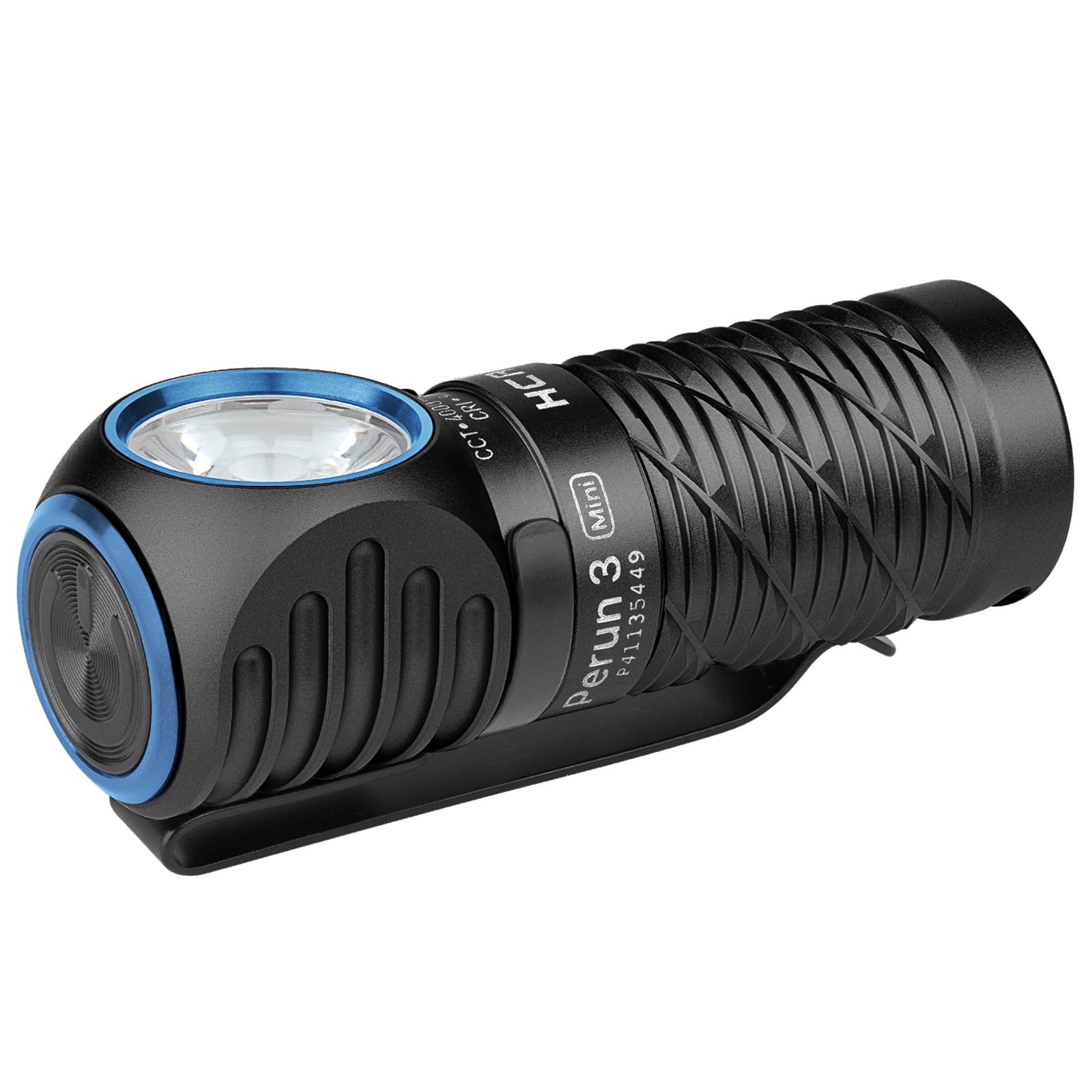 Olight Perun 3 Mini HCRI Neutral White Black Head Torch and Angled Torch with Headband - 920 lumens