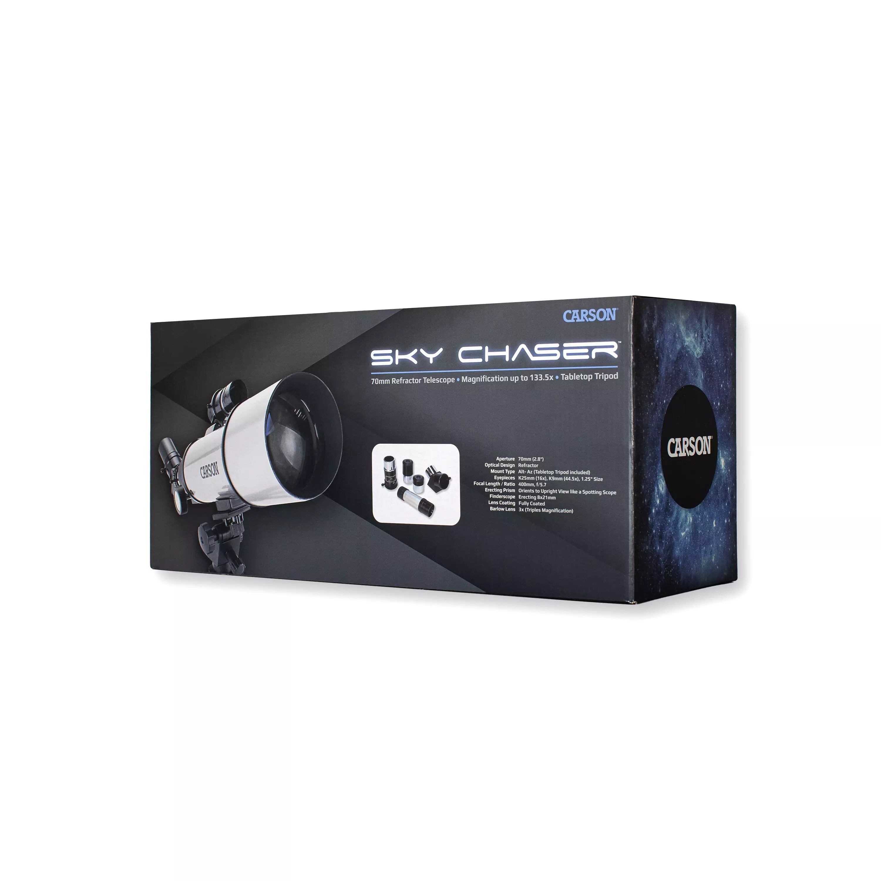 Carson SkyChaser 16-133.5x70 mm Telescope