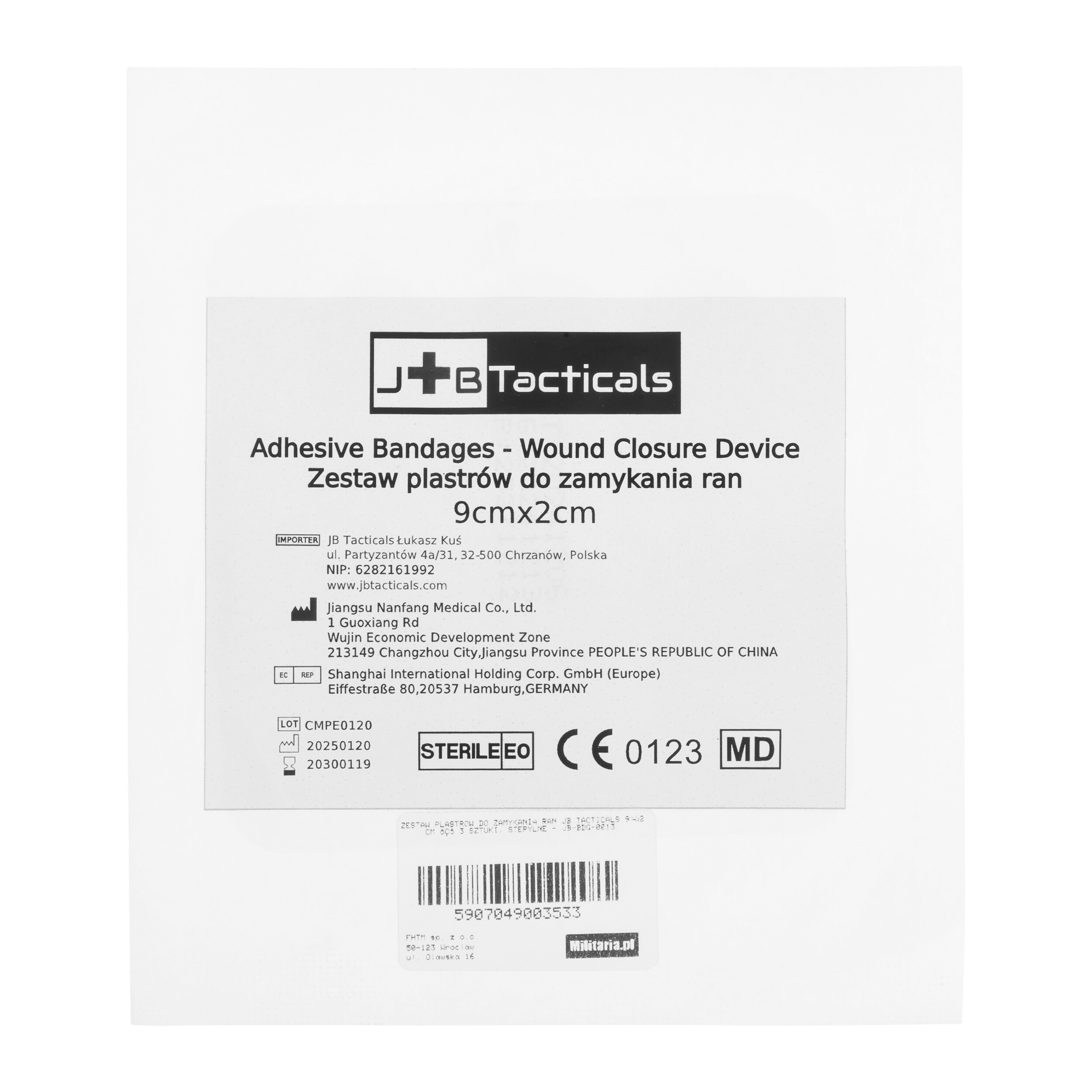 JB Tacticals Wound Closure Bandage sterile 9 x 2 cm - 3 pcs.