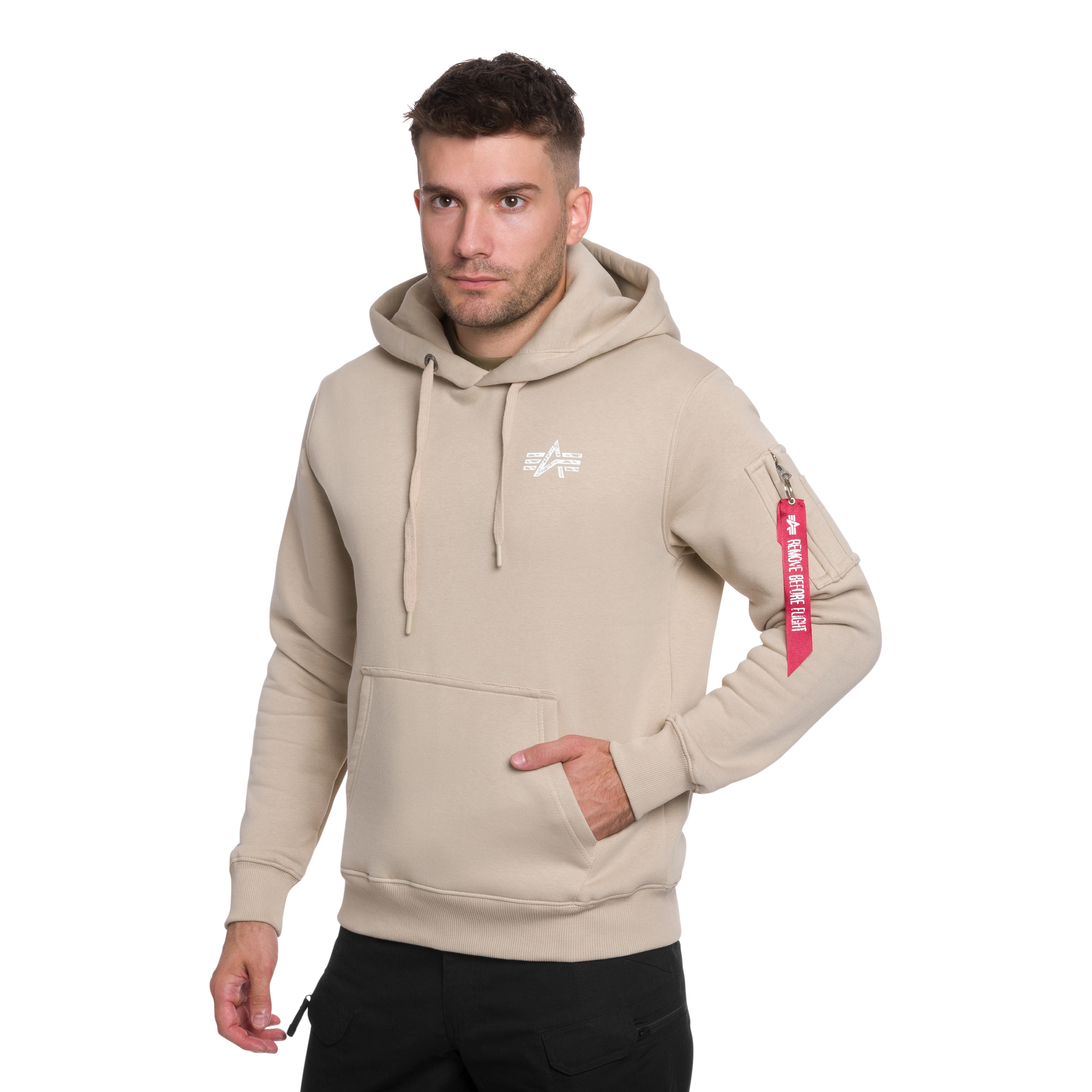 Alpha Industries Signature Back Print Hoodie - Organic Beige