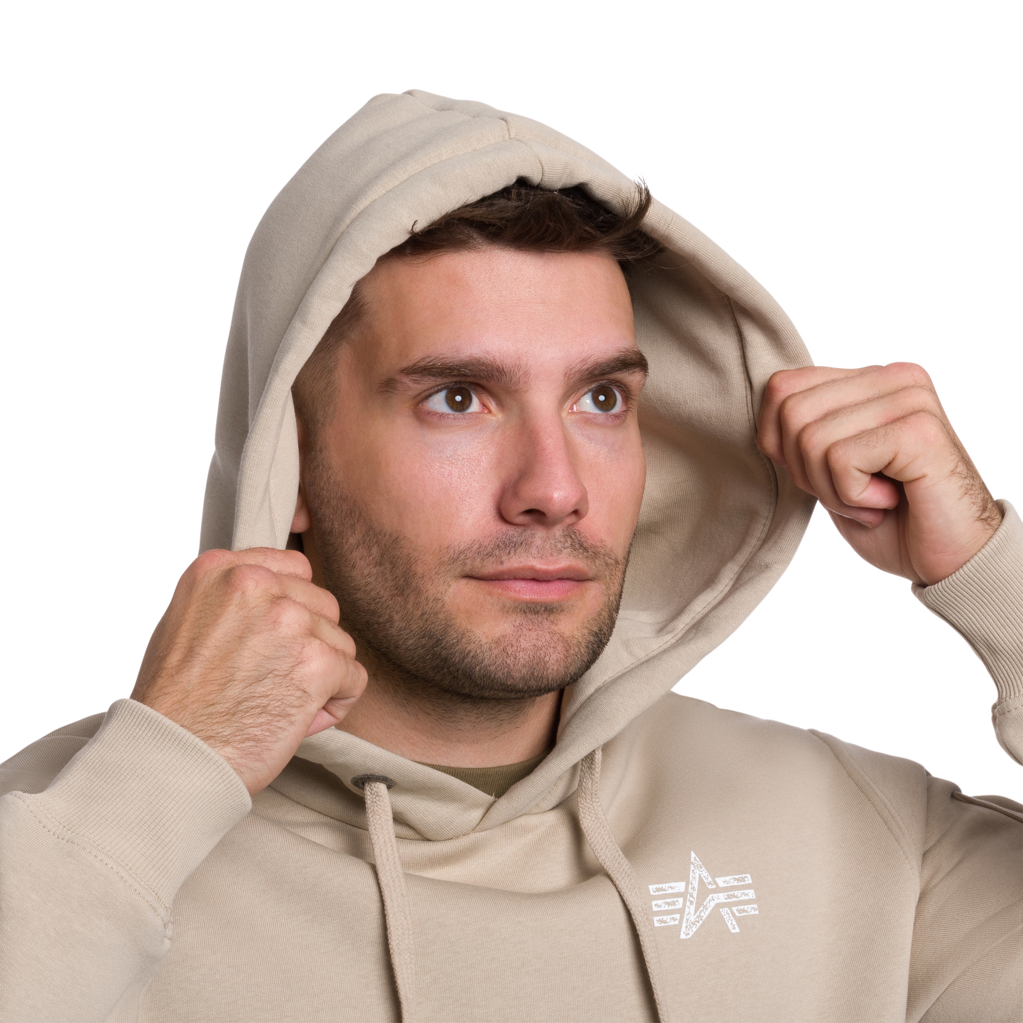 Alpha Industries Signature Back Print Hoodie - Organic Beige