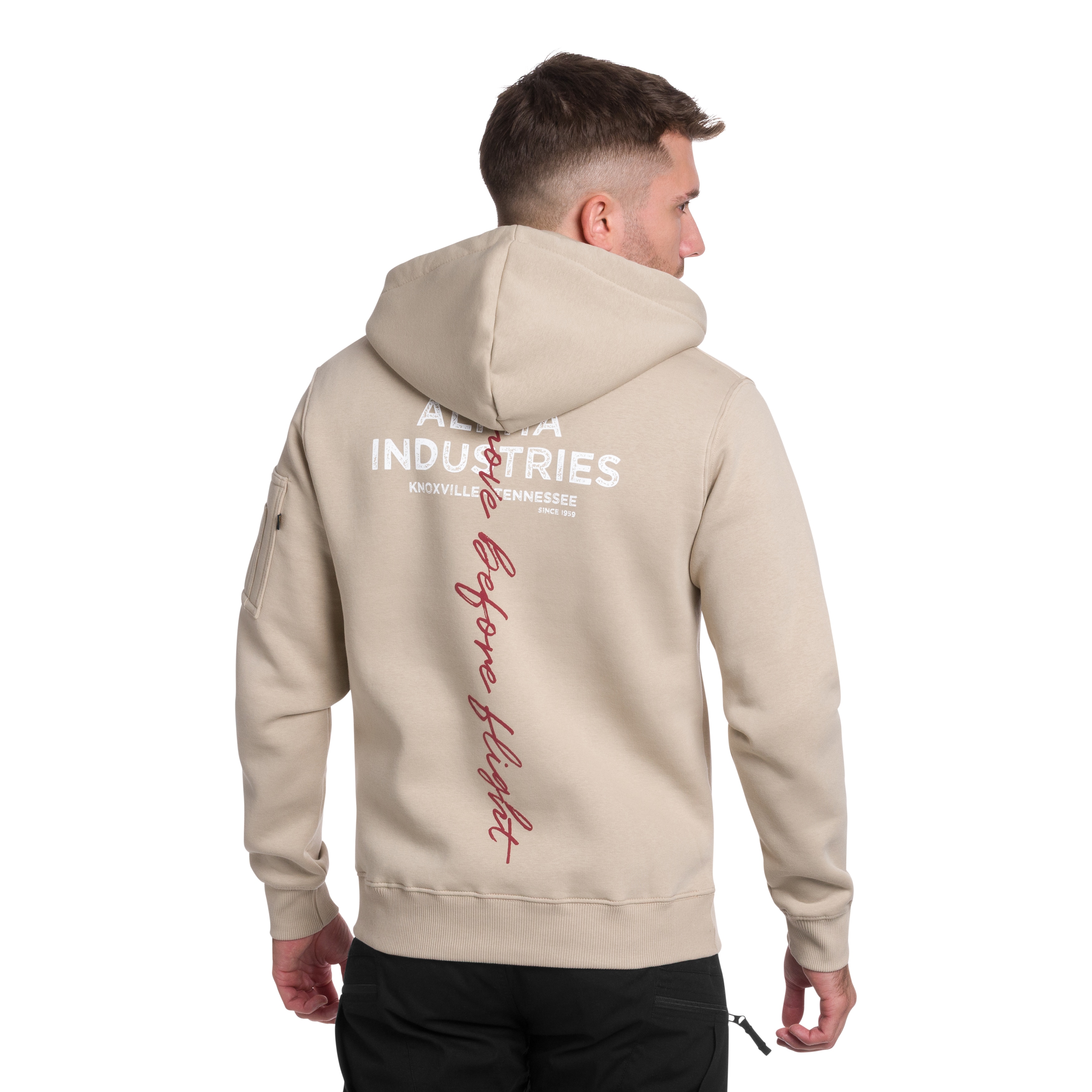 Alpha Industries Signature Back Print Hoodie - Organic Beige