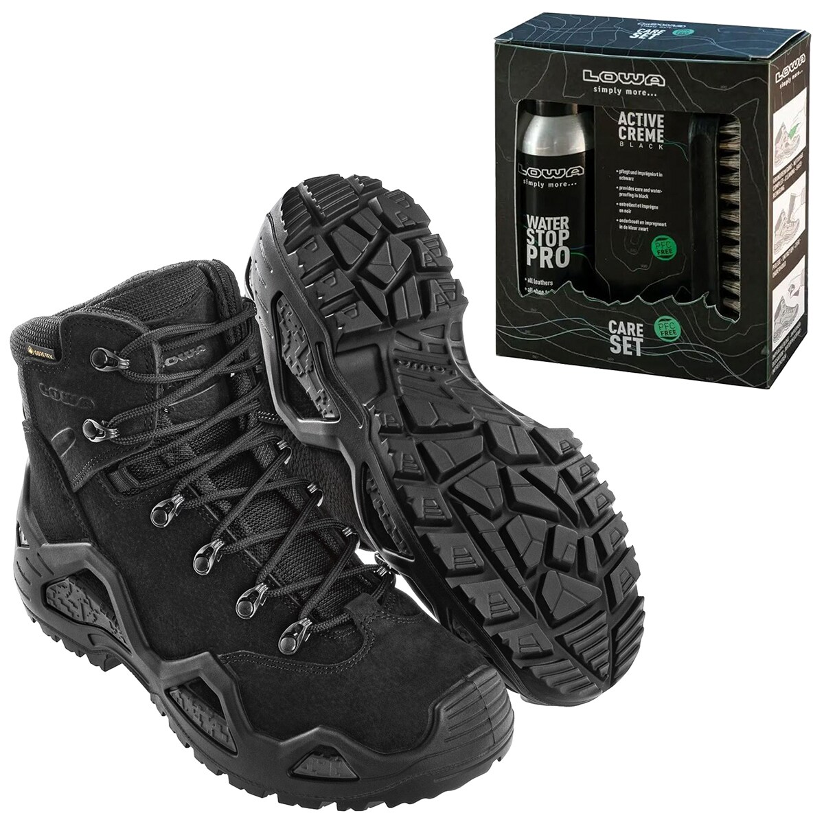 Z-6N GTX C Black Boots + Care Set Lowa for footwear cleaning - set