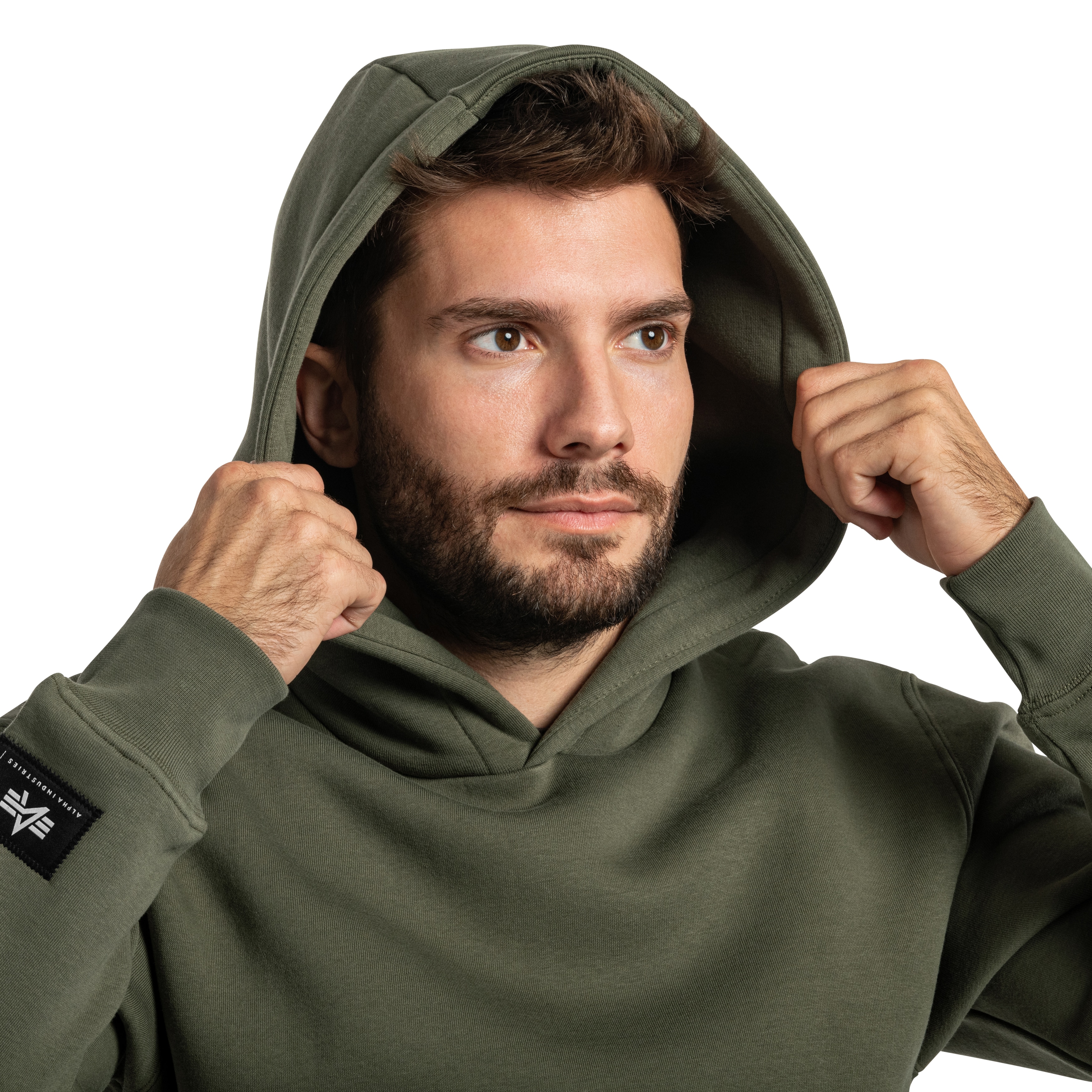 Alpha Industries Label Backprint Hoodie - Dark Olive