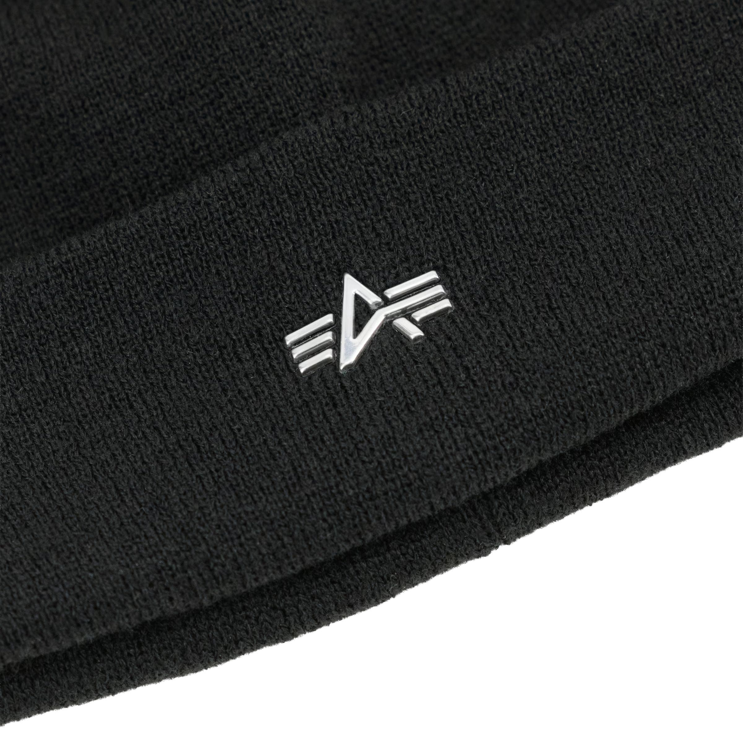 Alpha Industries Metal Logo Beanie Hat - Black