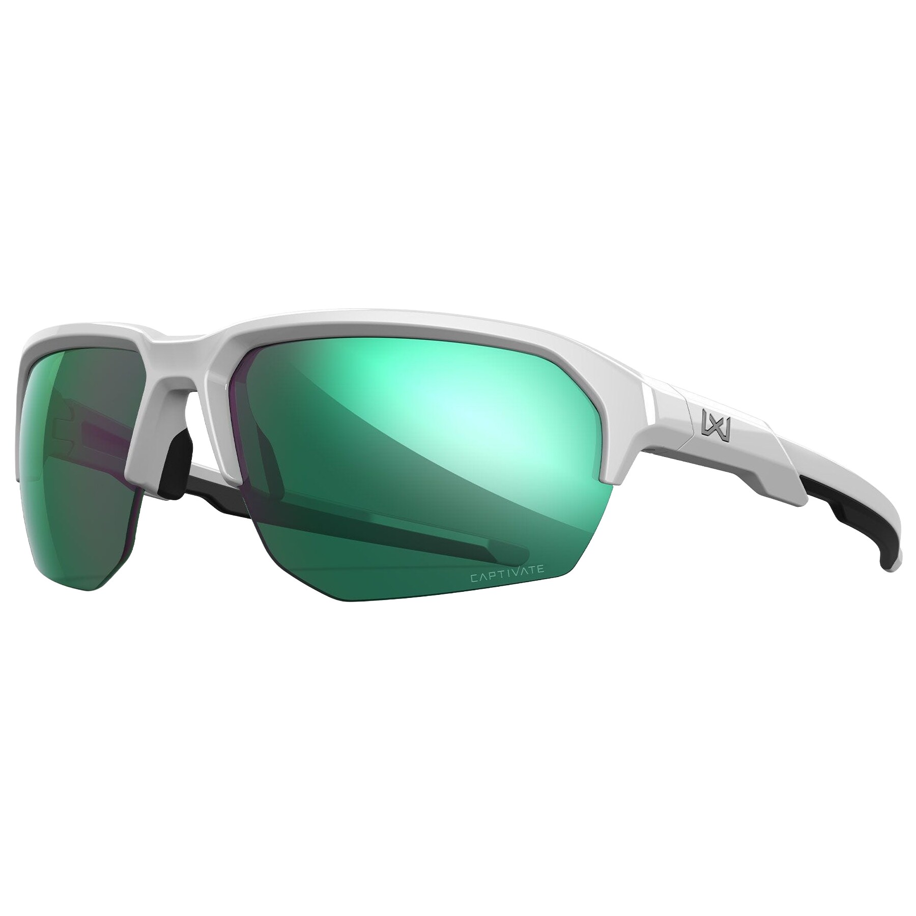Wiley X WX JAKL Glasses - Captivate Polarized Green Mirror/Polished White