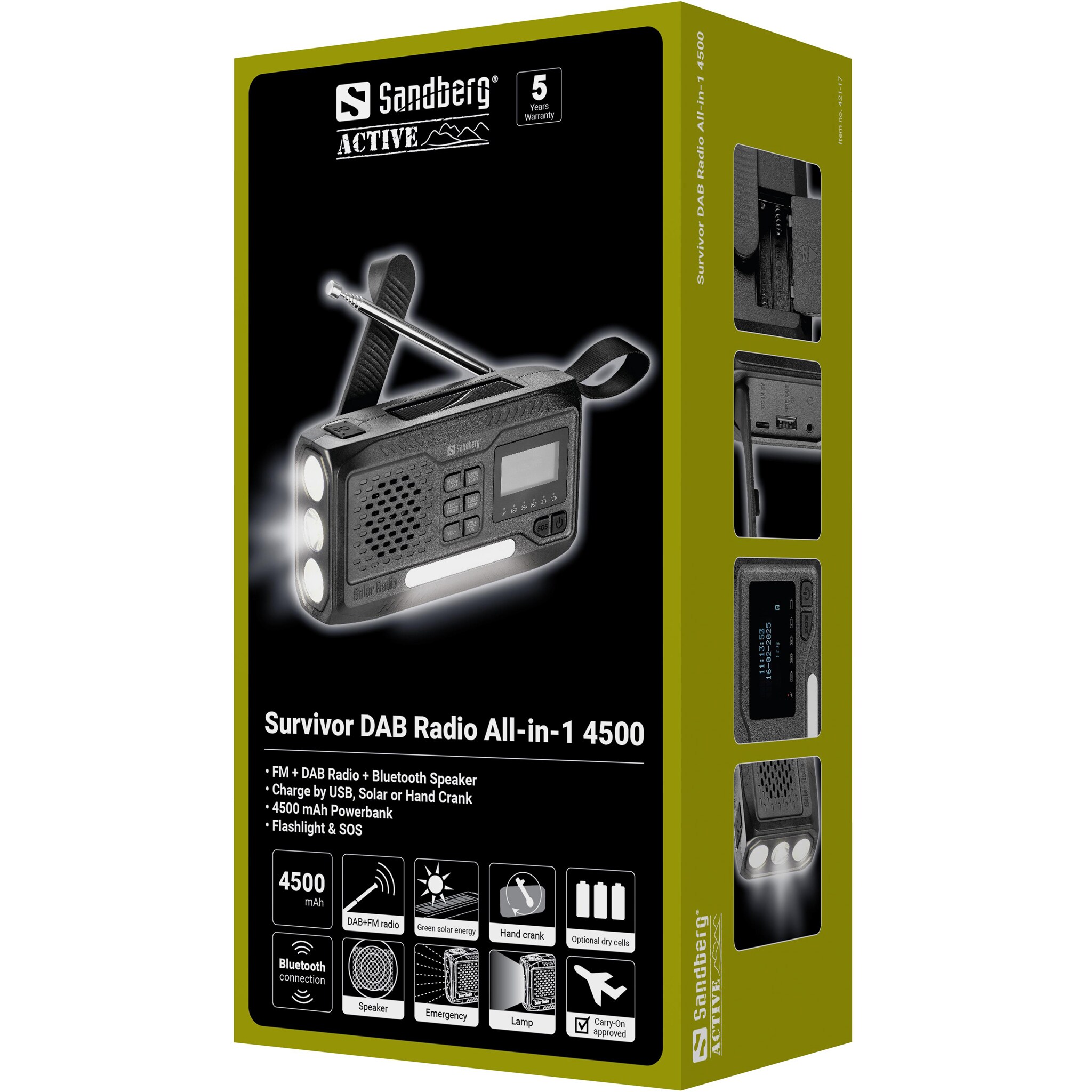 Sandberg Survivor All-in-1 4500 FM/DAB Emergency Radio