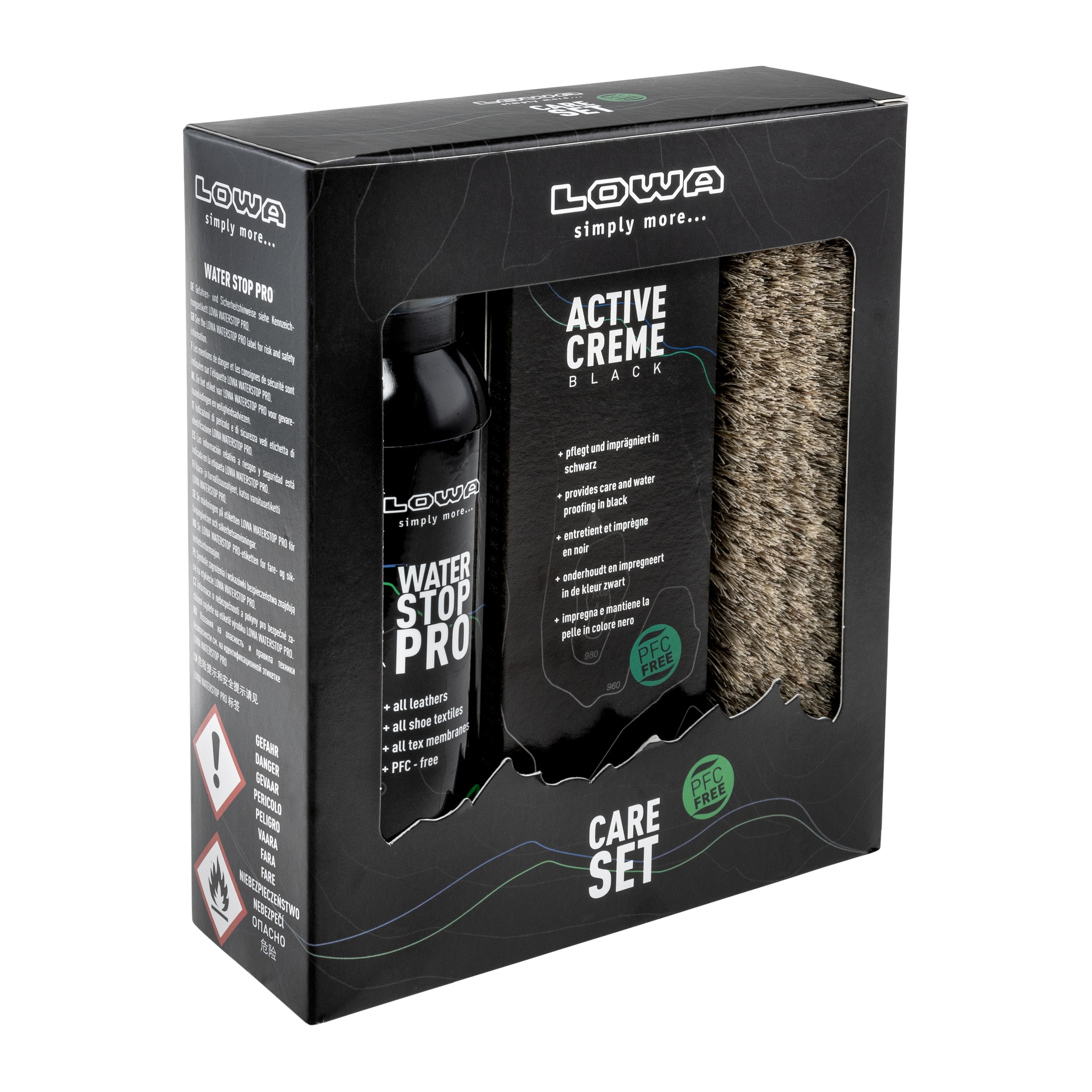Lowa Renegade GTX MID Boots - Jet Black + Care Set Lowa for footwear cleaning - set