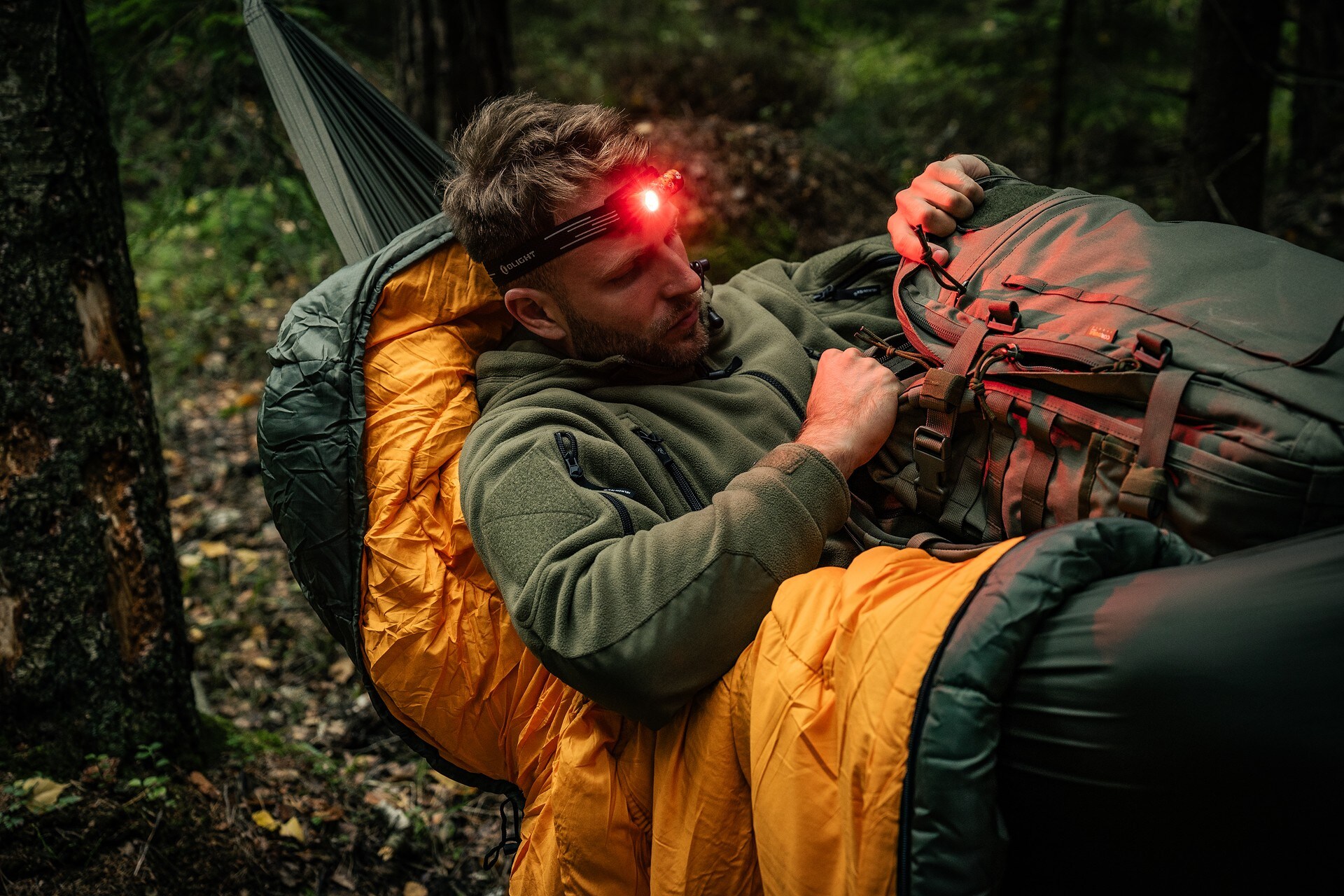 Olight Perun 3 Mini Cool White Ghost Blaze Head and Angle Flashlight with headband - 1250 lumens