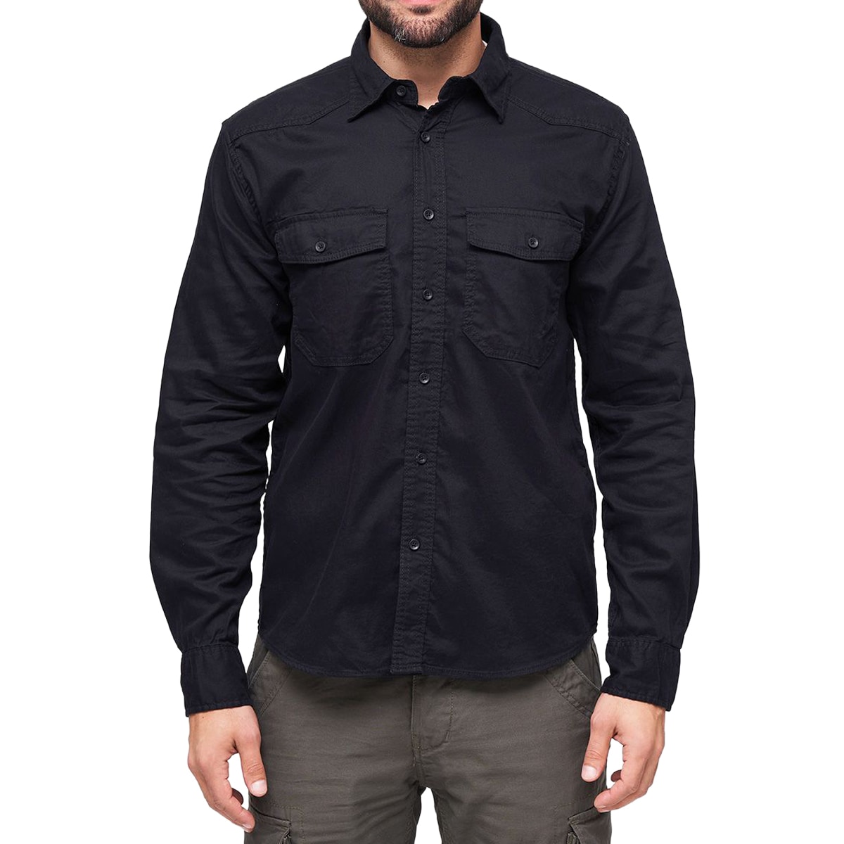 Brandit Flannel Shirt Long Sleeve - Black