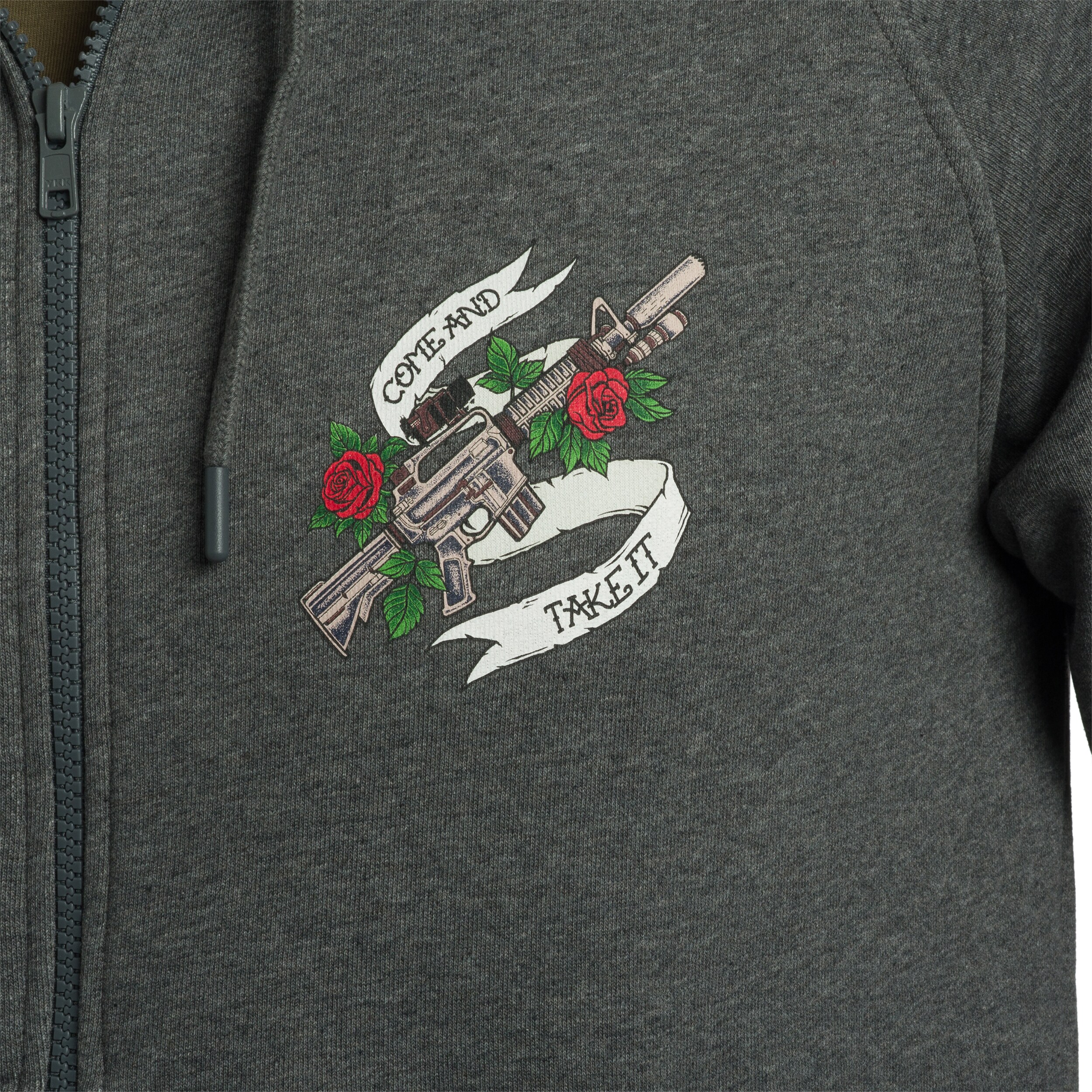 Helikon Full-Zip Come And Take It Hoodie - Mid Grey Melange
