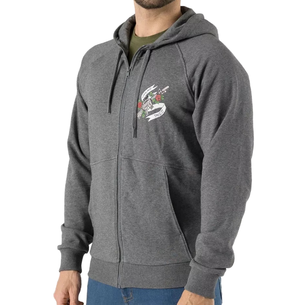 Helikon Full-Zip Come And Take It Hoodie - Mid Grey Melange