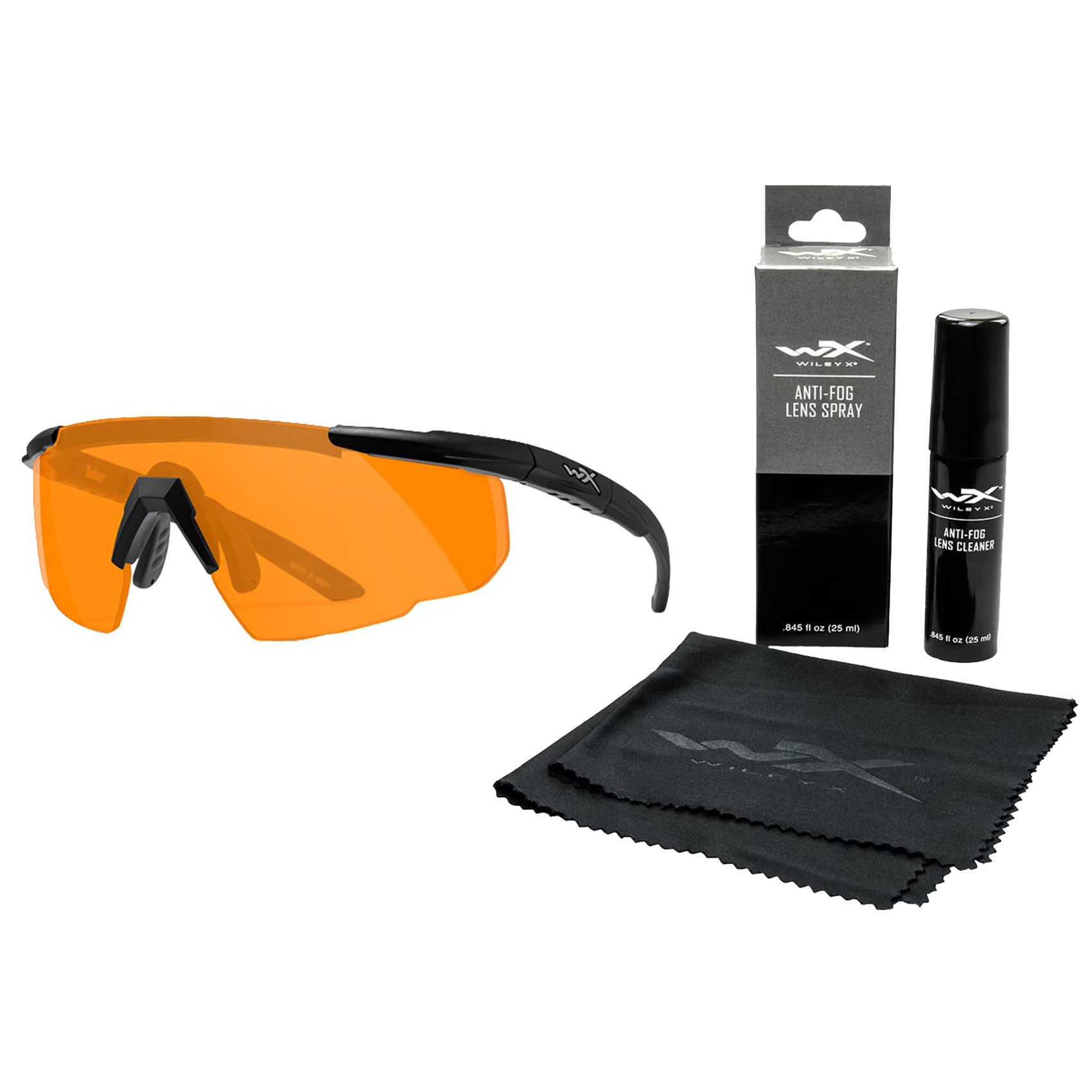 Wiley X Saber Advanced Tactical Glasses - Light Rust/Matte Black + Anti-Fog Cleaner Kit - set