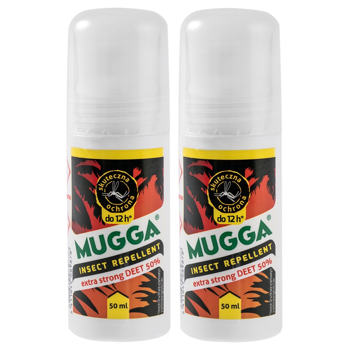 Mugga Extra Strong Insect Repellent Roll-On 50% DEET 50 ml - 2 pcs.