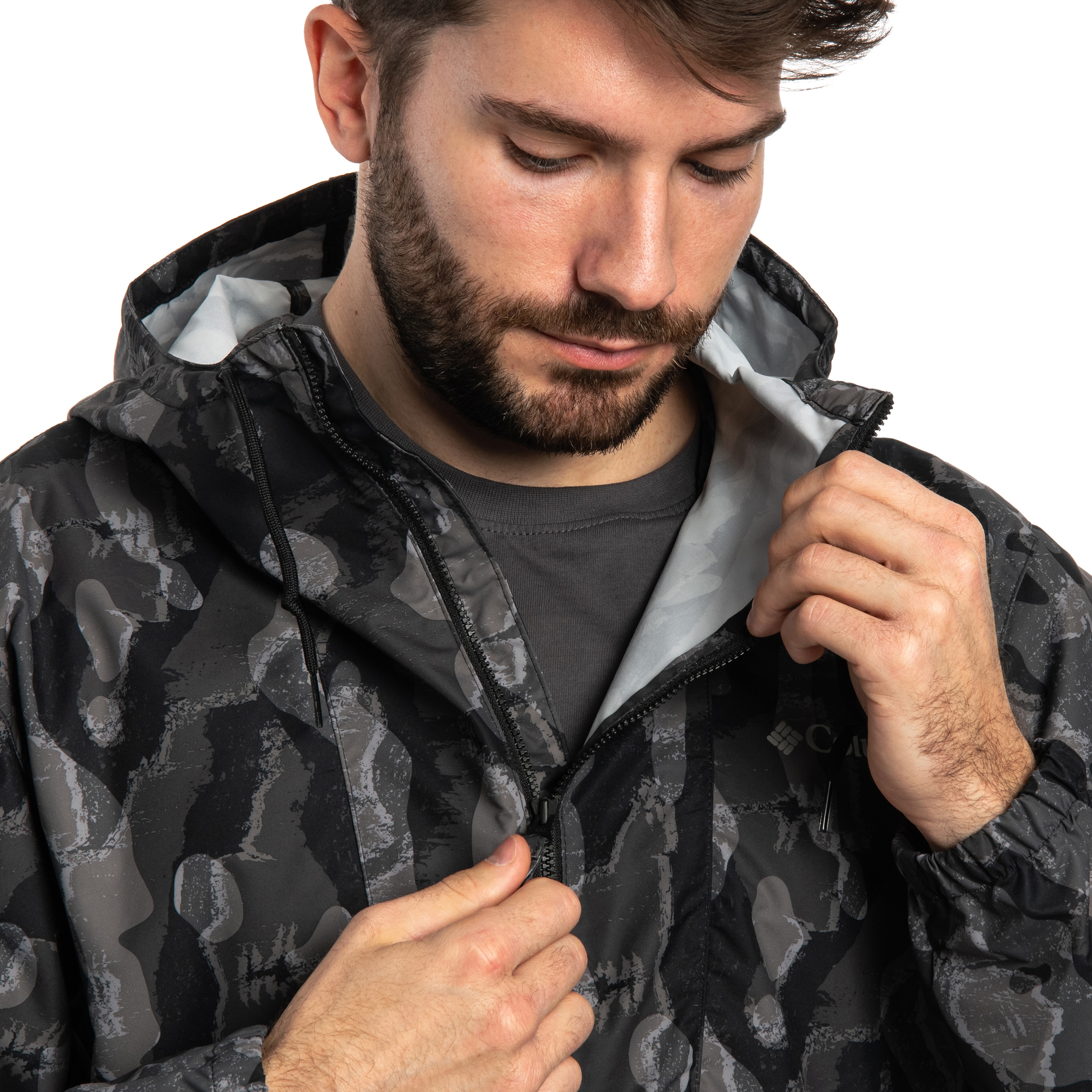 Columbia Spire Valley Novelty Windbreaker Jacket - Black Treebark/Black