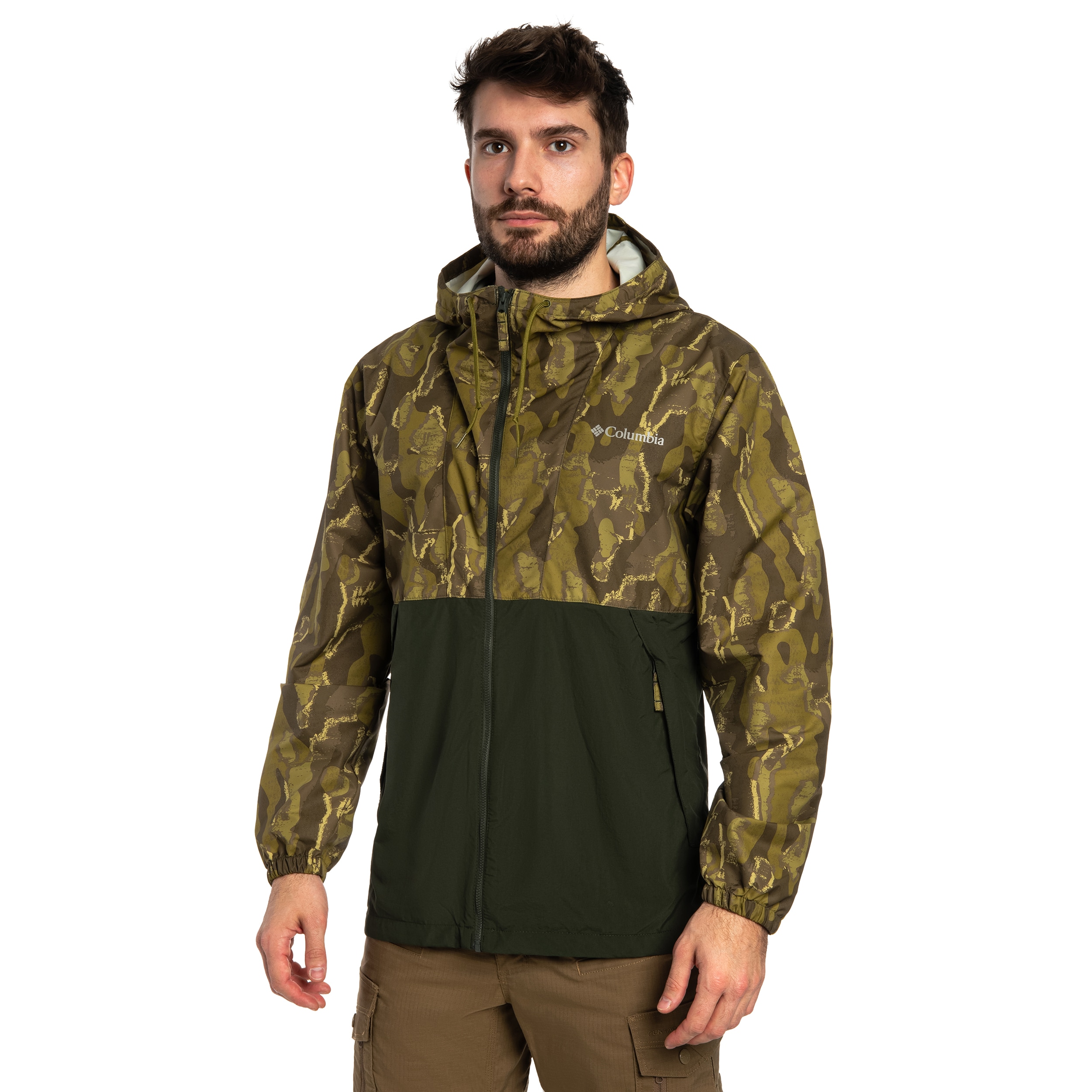 Columbia Spire Valley Novelty Windbreaker Jacket - Mossy Green Treebark/Greenscape