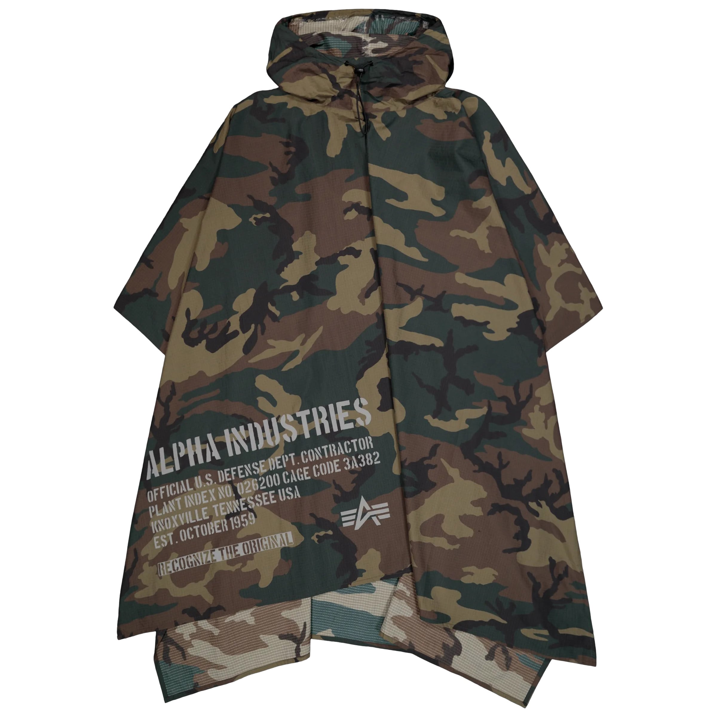 Alpha Industries Packable Rain Cape Poncho - US Woodland