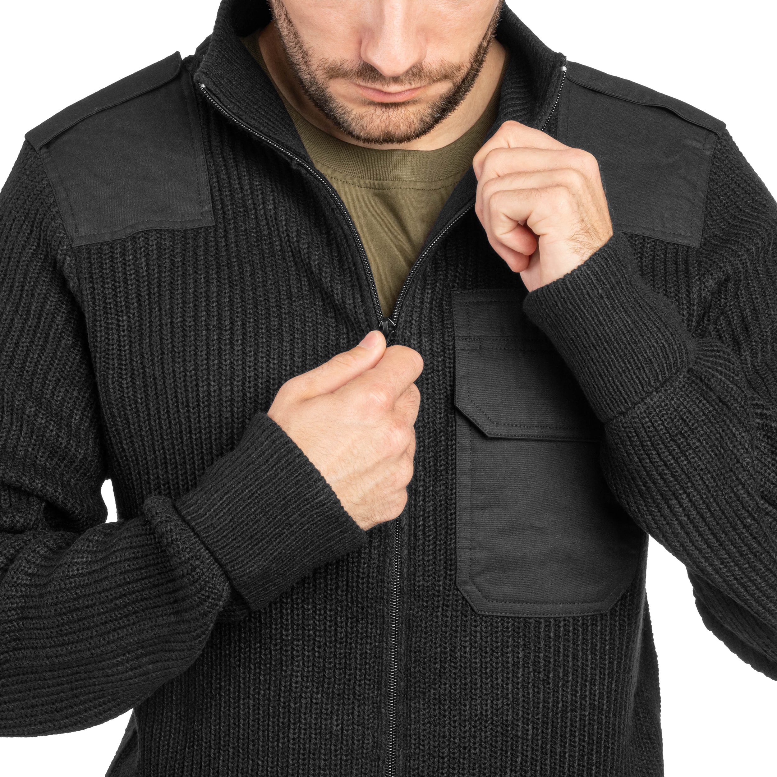 Brandit BW Cardigan Sweater - Black