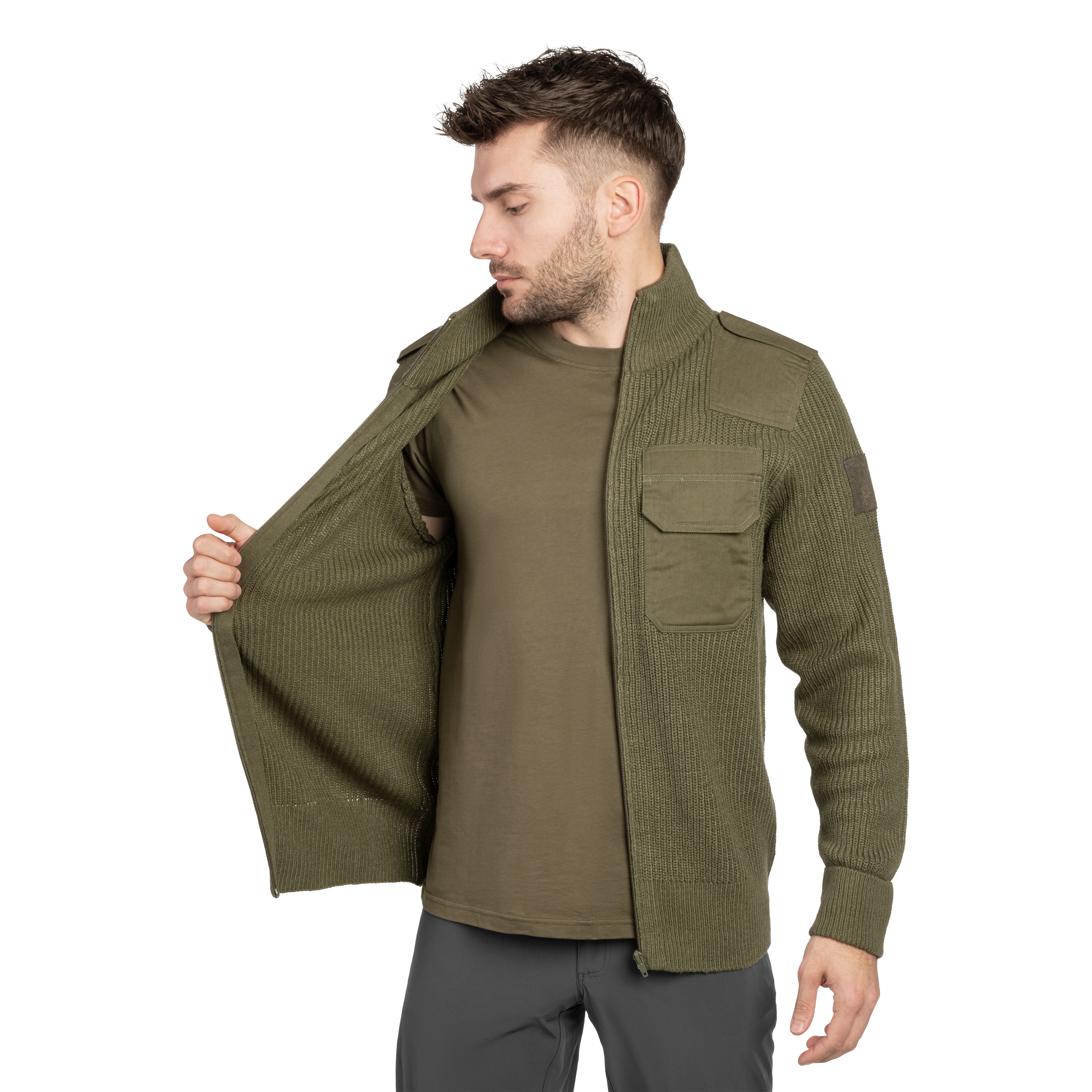 Brandit BW Cardigan Sweater - Olive
