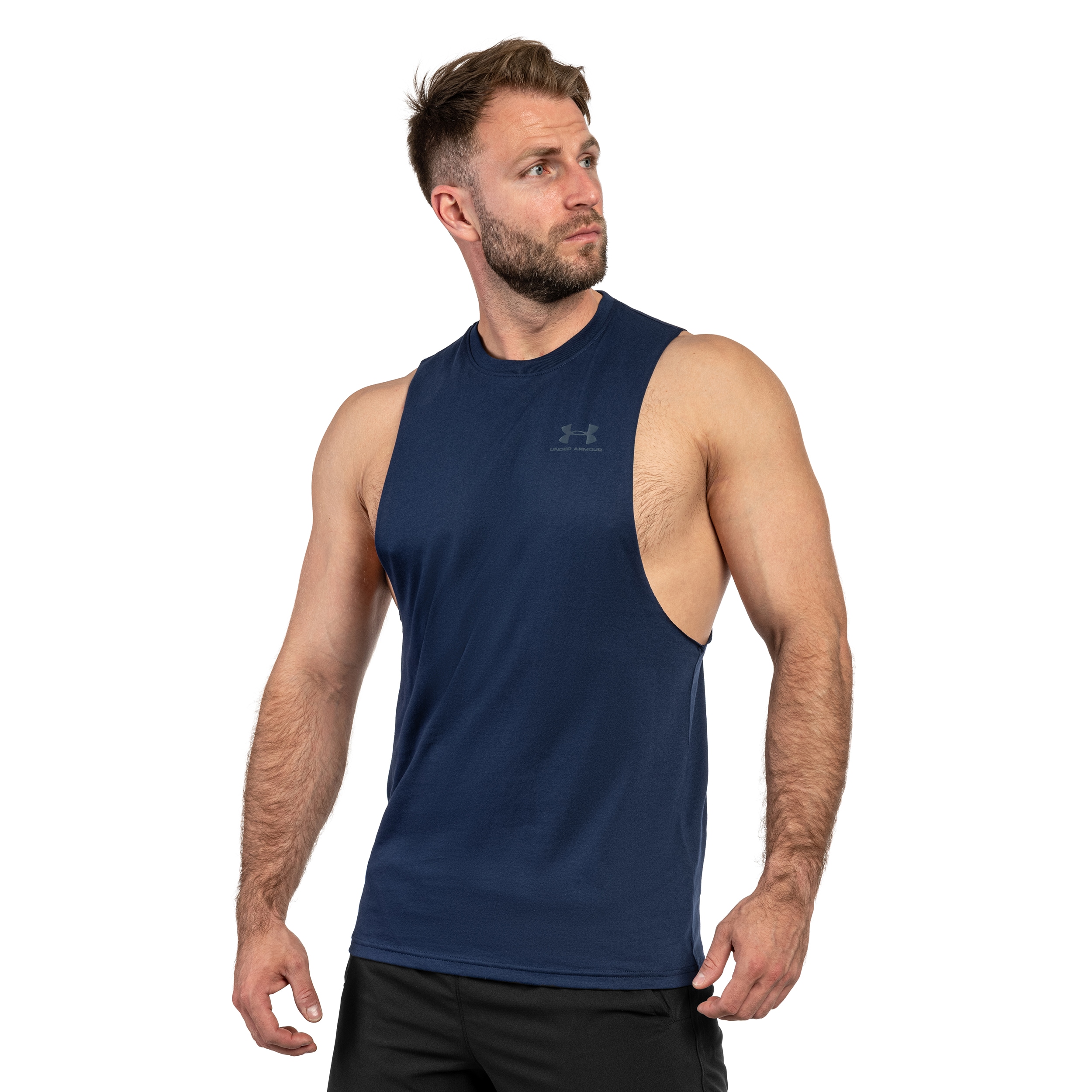 Under Armour Left Chest Cut-Off Tank Top - Navy Blue