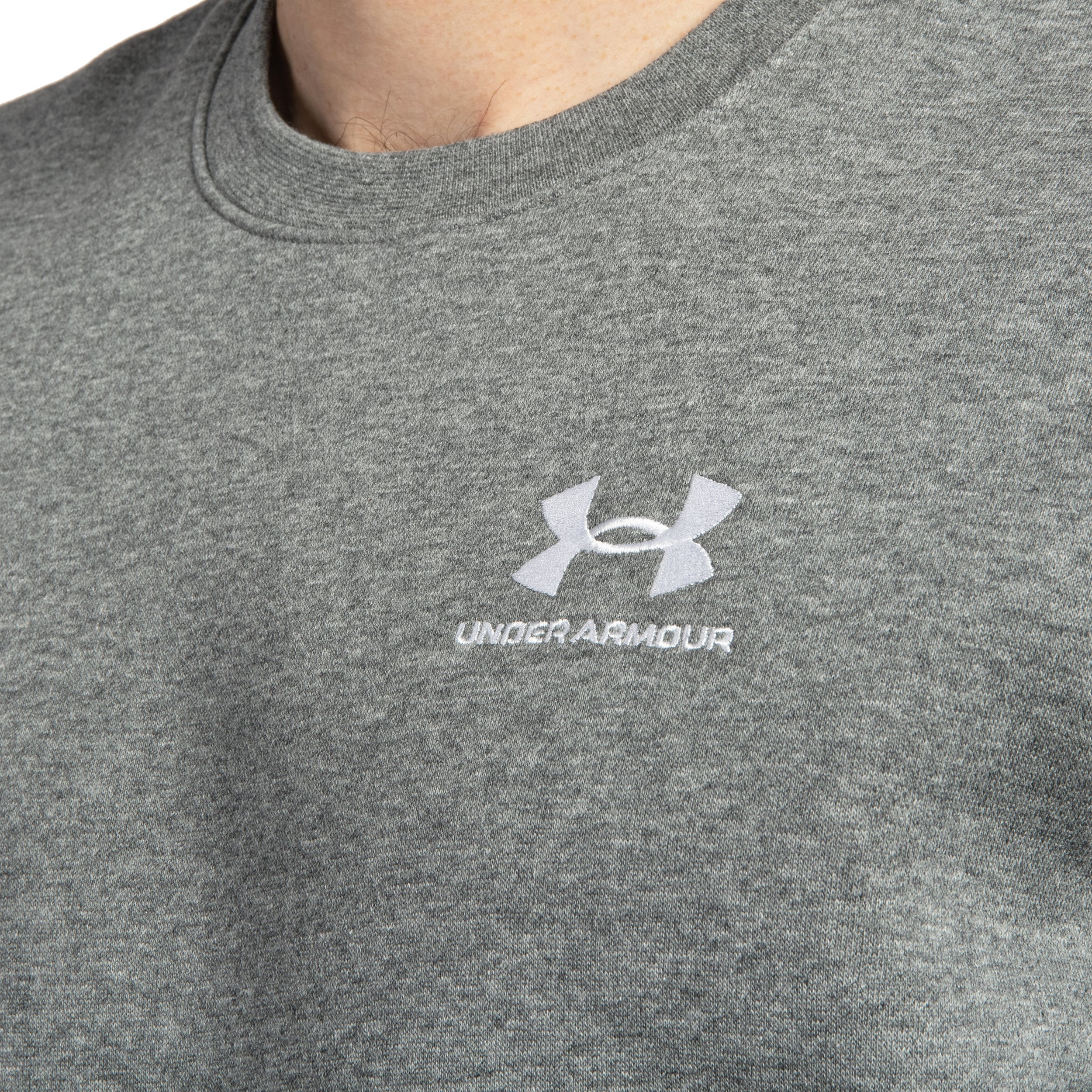 Under Armour Icon Fleece Crew Sweatshirt - Pitch Gray Medium Heather/White