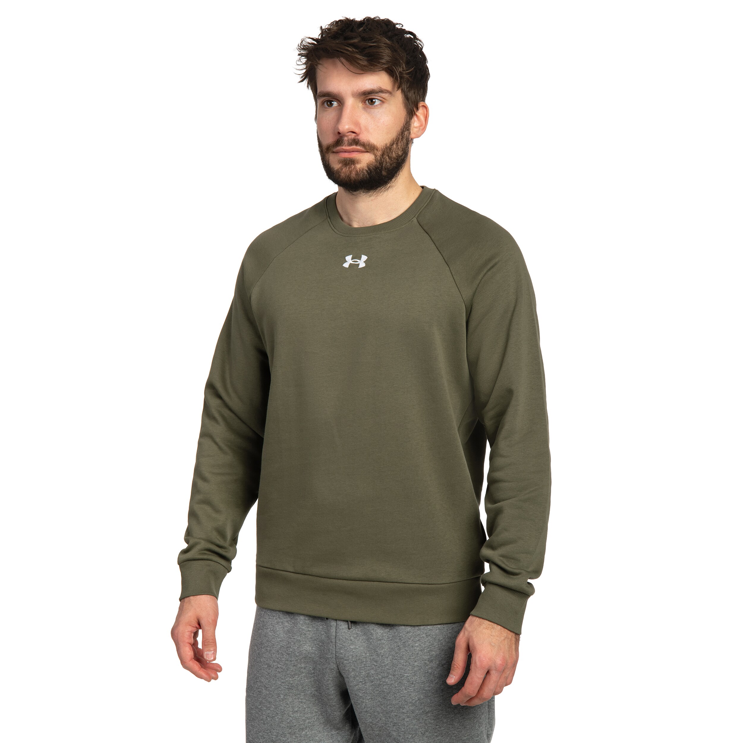 Under Armour UA Rival Fleece Crew Sweatshirt - Marine OD Green/White