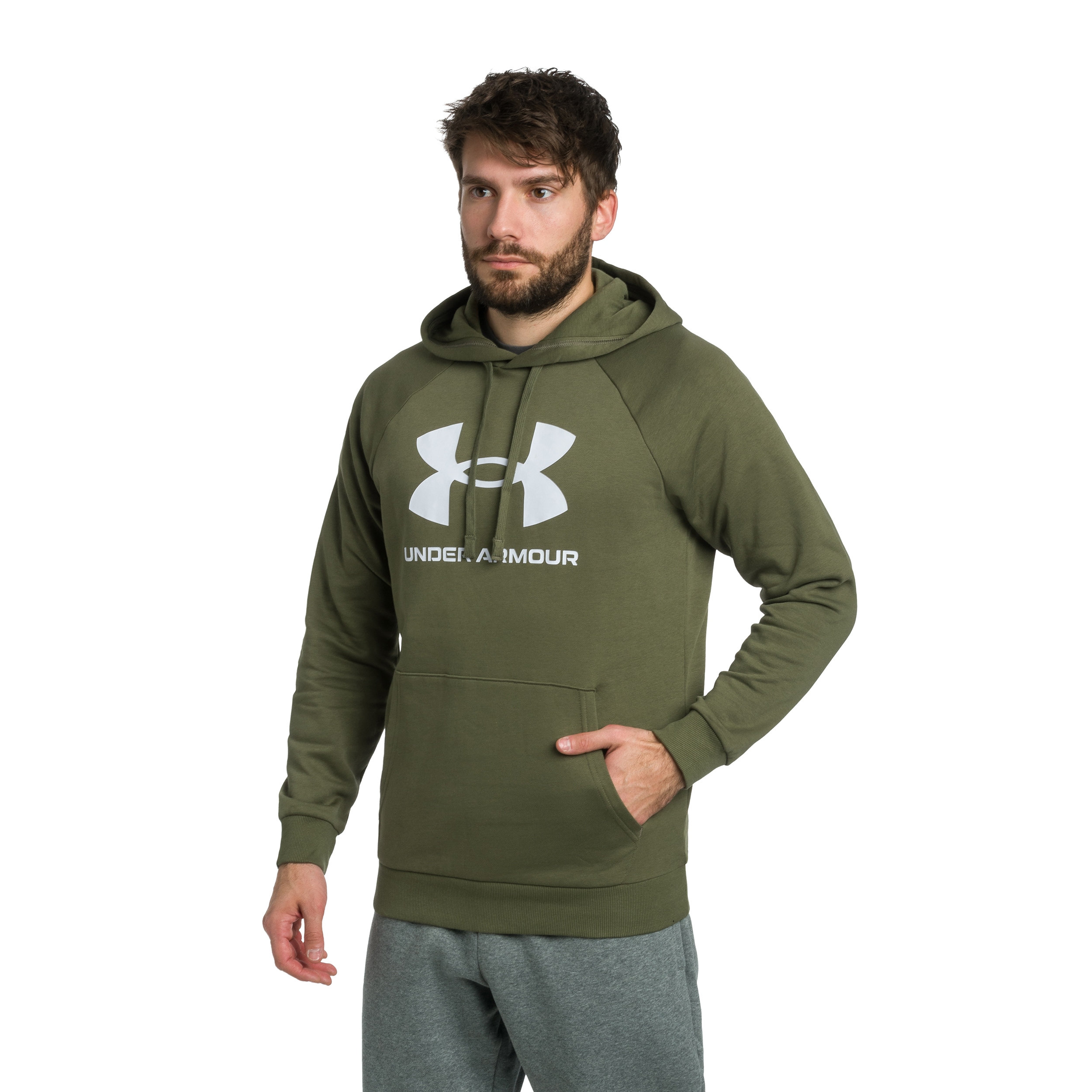 Under Armour Rival Fleece Logo Sweatshirt - Marine OD Green/White
