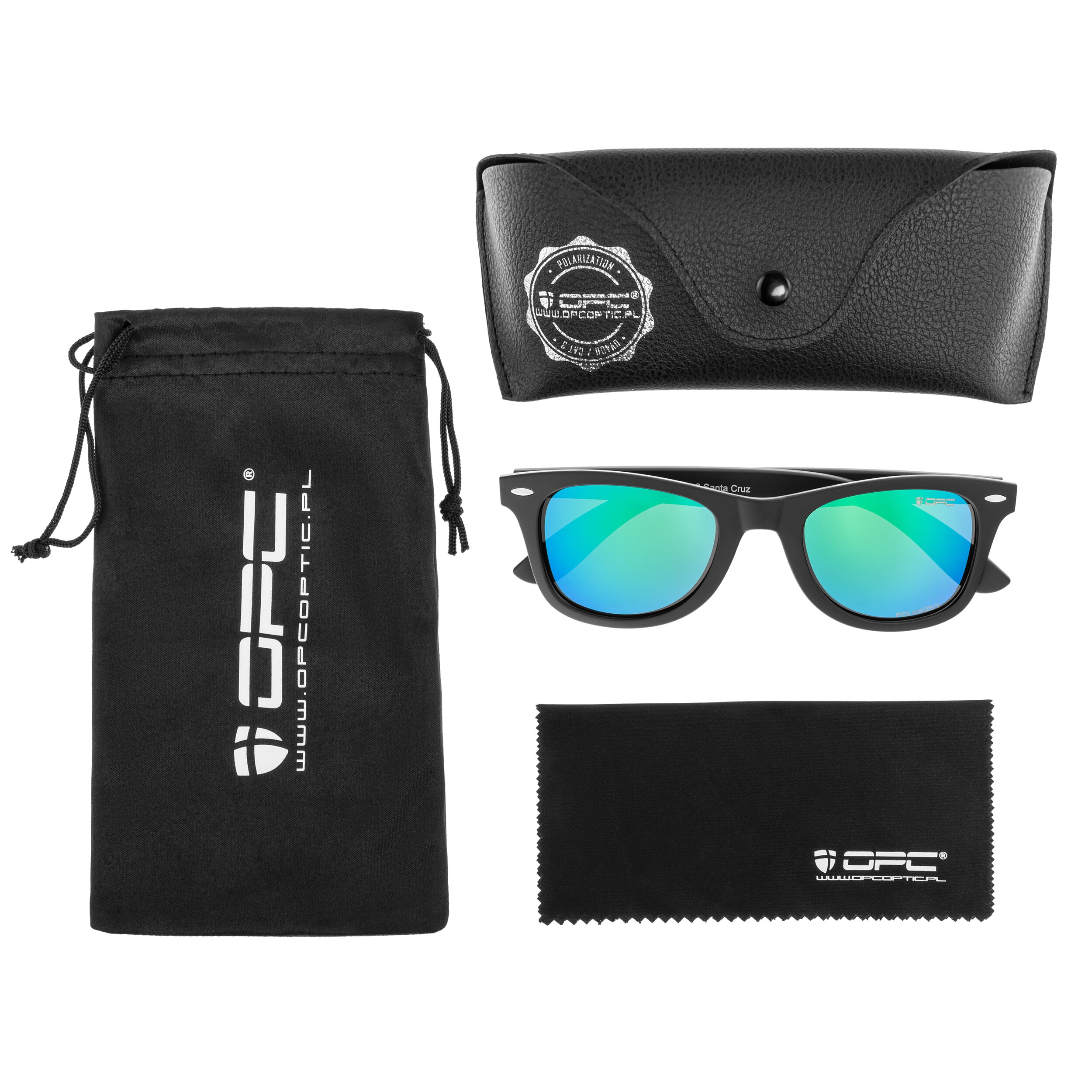 OPC Lifestyle Santa Cruz Sunglasses Matt Black/Green Revo polarised