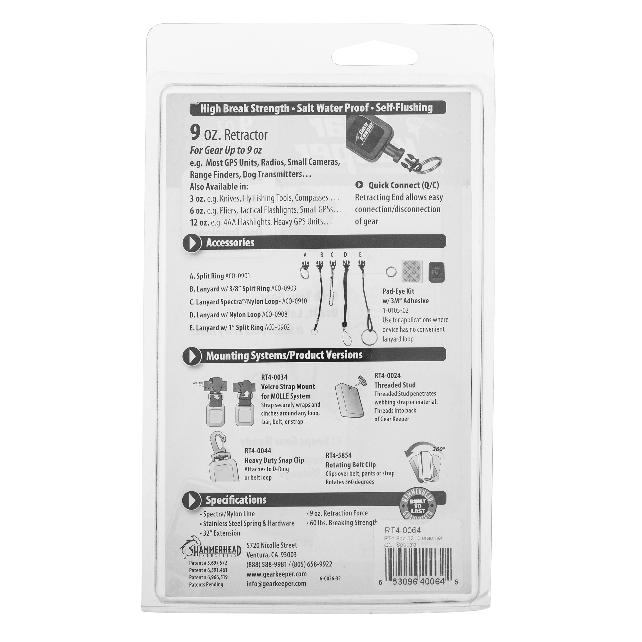 Gear Keeper Tactical Retractor with Carabiner 255 g