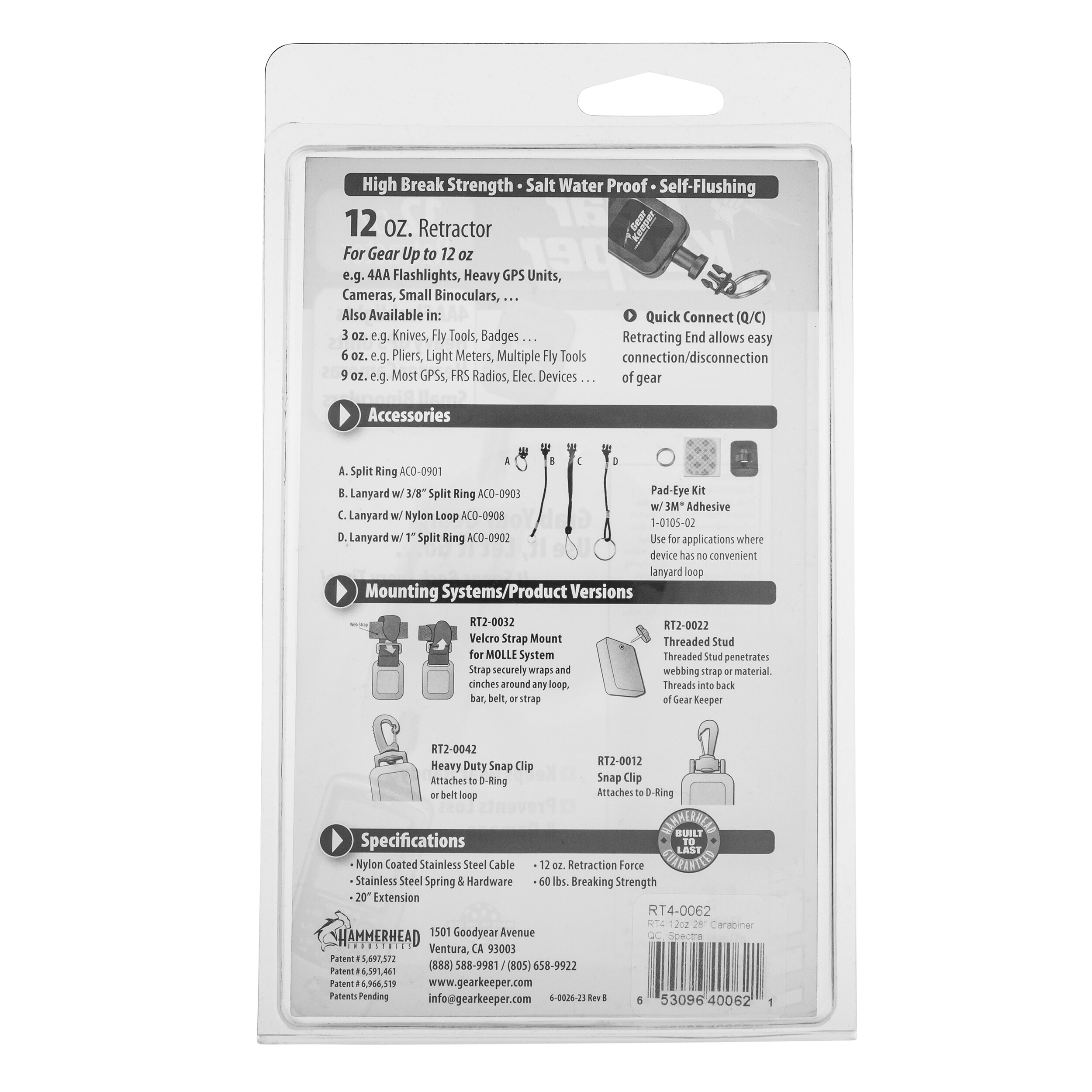 Gear Keeper Tactical Retractor with Carabiner 340 g